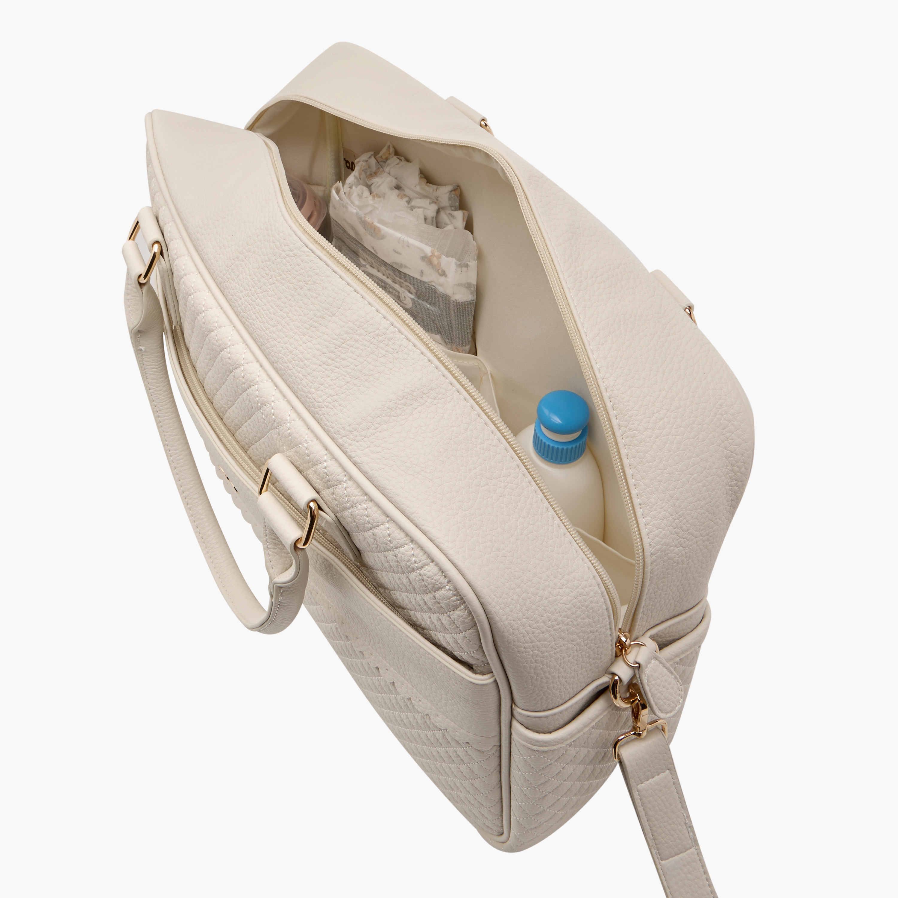 Giggles Quilted Diaper Bag with Zip Closure and Double Handle-baby-diapering-diaperbags-image-15