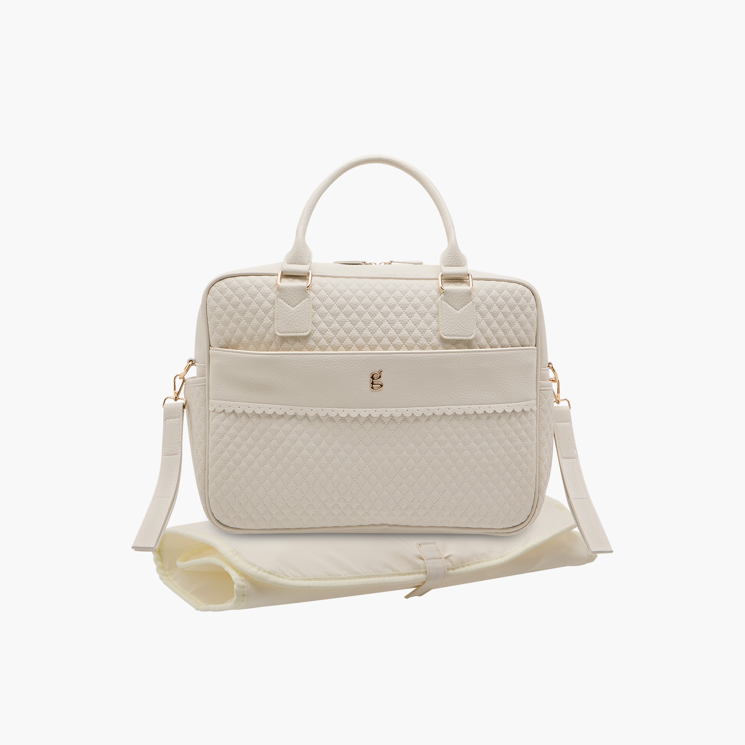 Giggles Quilted Diaper Bag with Zip Closure and Double Handle-baby-diapering-diaperbags-image-3