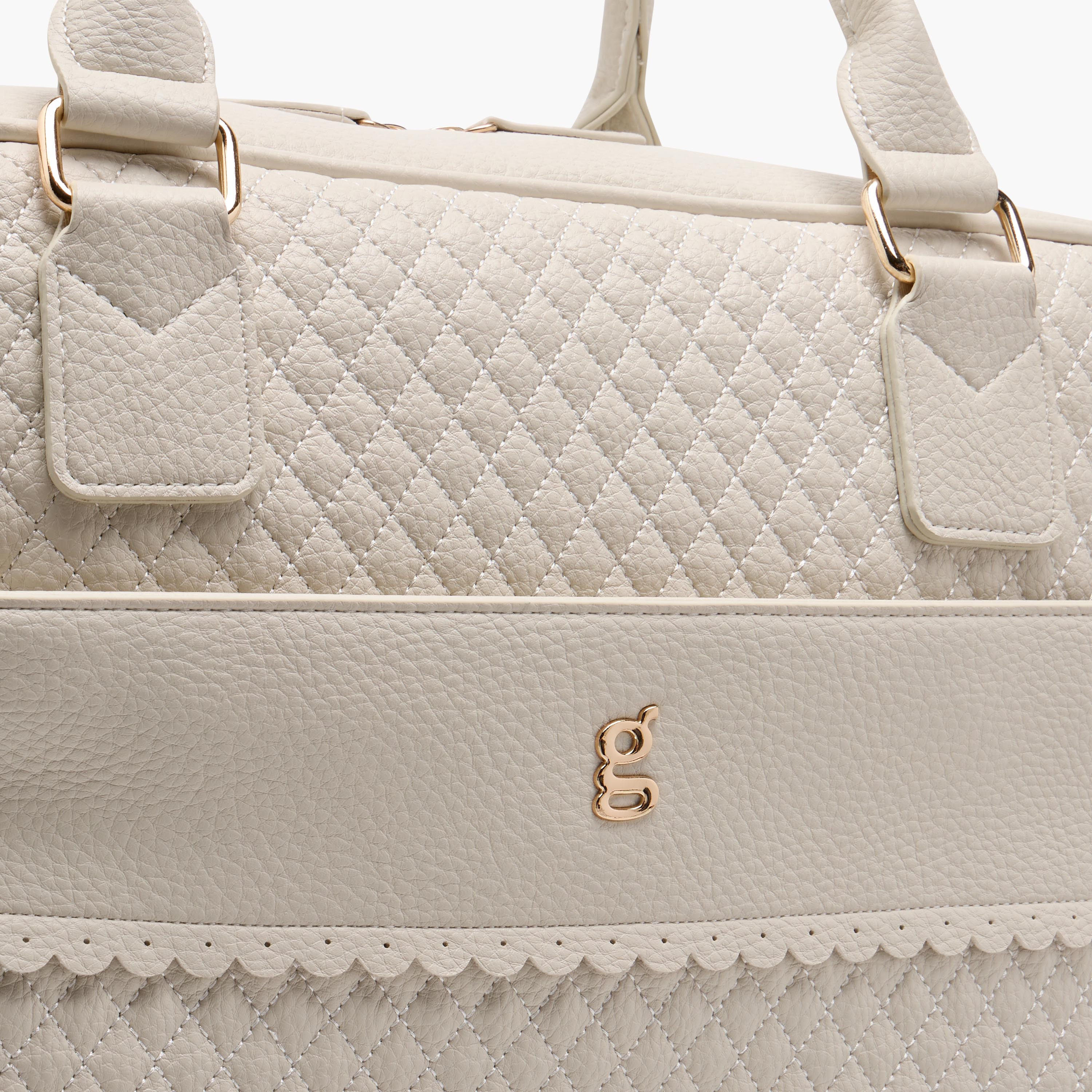 Giggles Quilted Diaper Bag with Zip Closure and Double Handle-baby-diapering-diaperbags-image-8