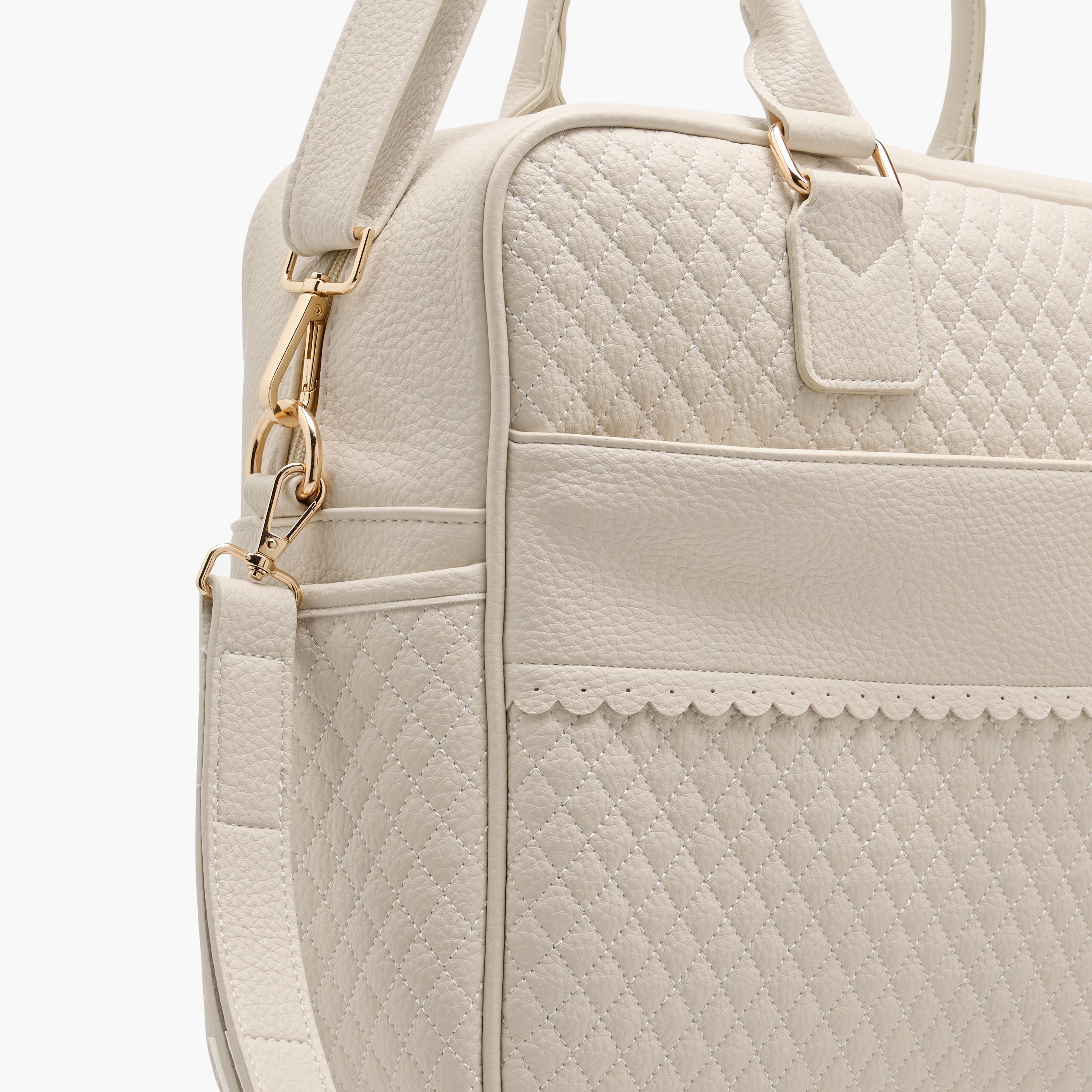 Giggles Quilted Diaper Bag with Zip Closure and Double Handle-baby-diapering-diaperbags-image-9