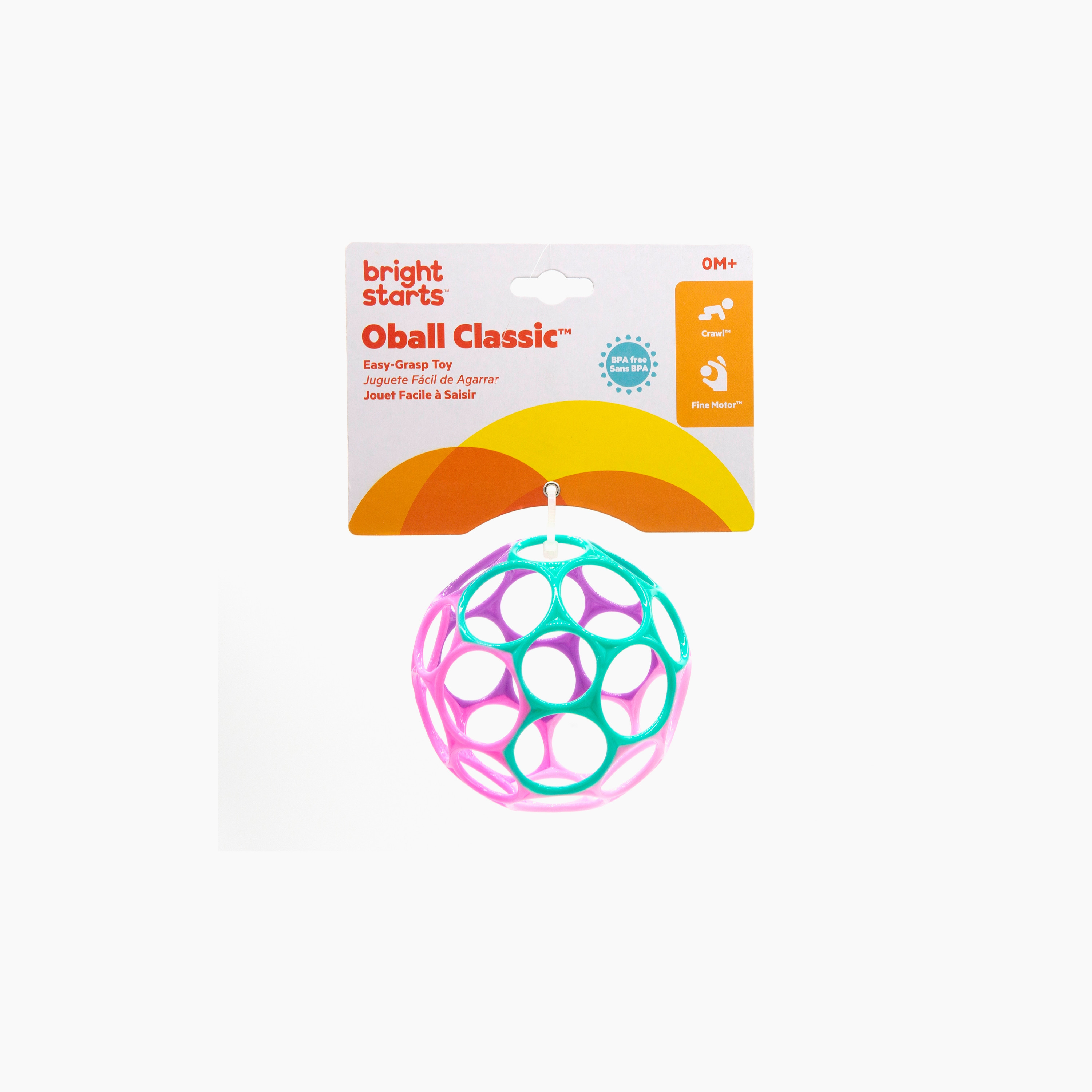 Bright Starts Oball Classic Easy-Grasp Toy, Pink & Purple-toys-babyandtoddlertoys-rattlesandteethers-image-2