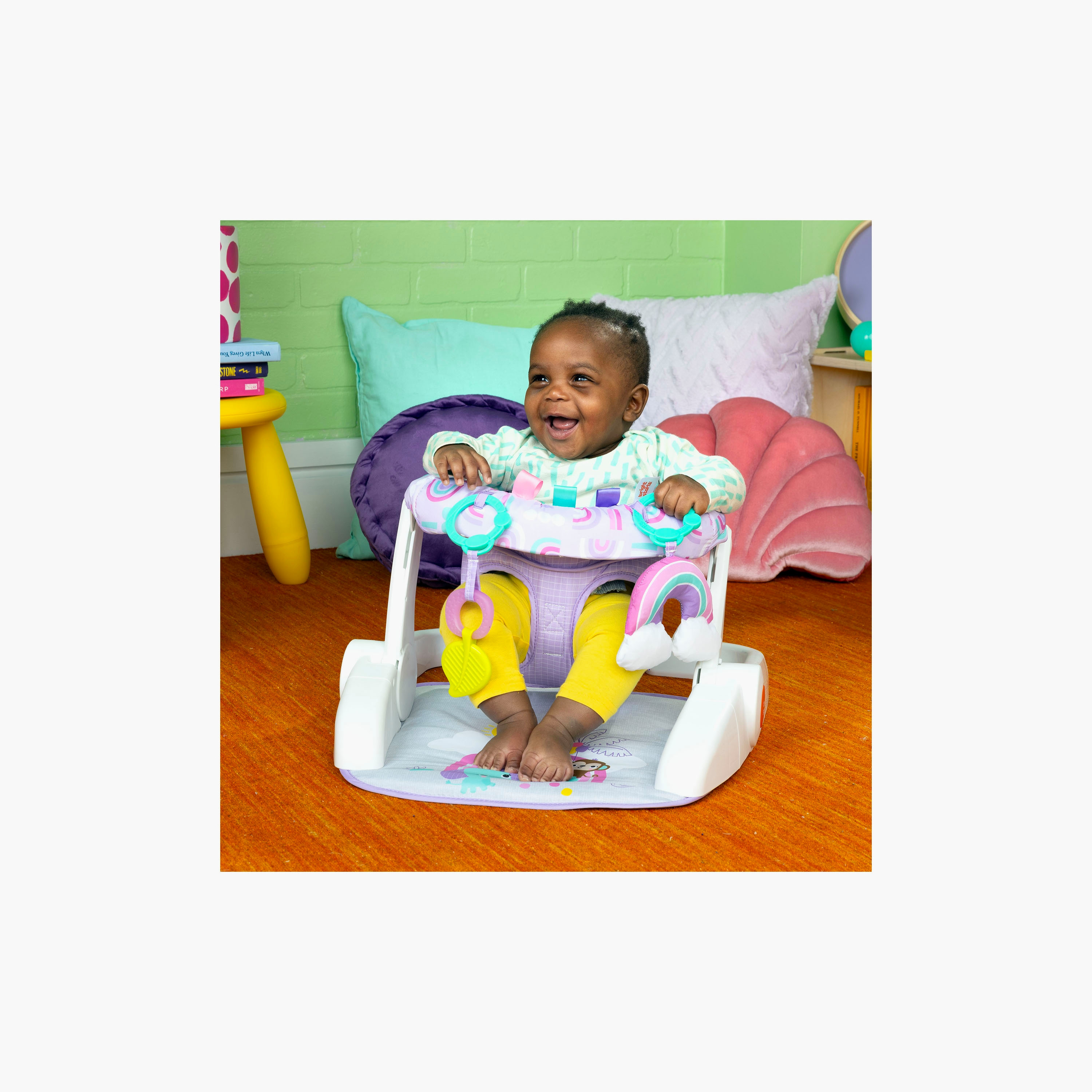 مقعد أرضي سيت-أب جيجل ستيشن 2 في 1 من برايت ستارتس، بيربيل بارادايس-baby-infantactivity-playpensandplaymats-image-3