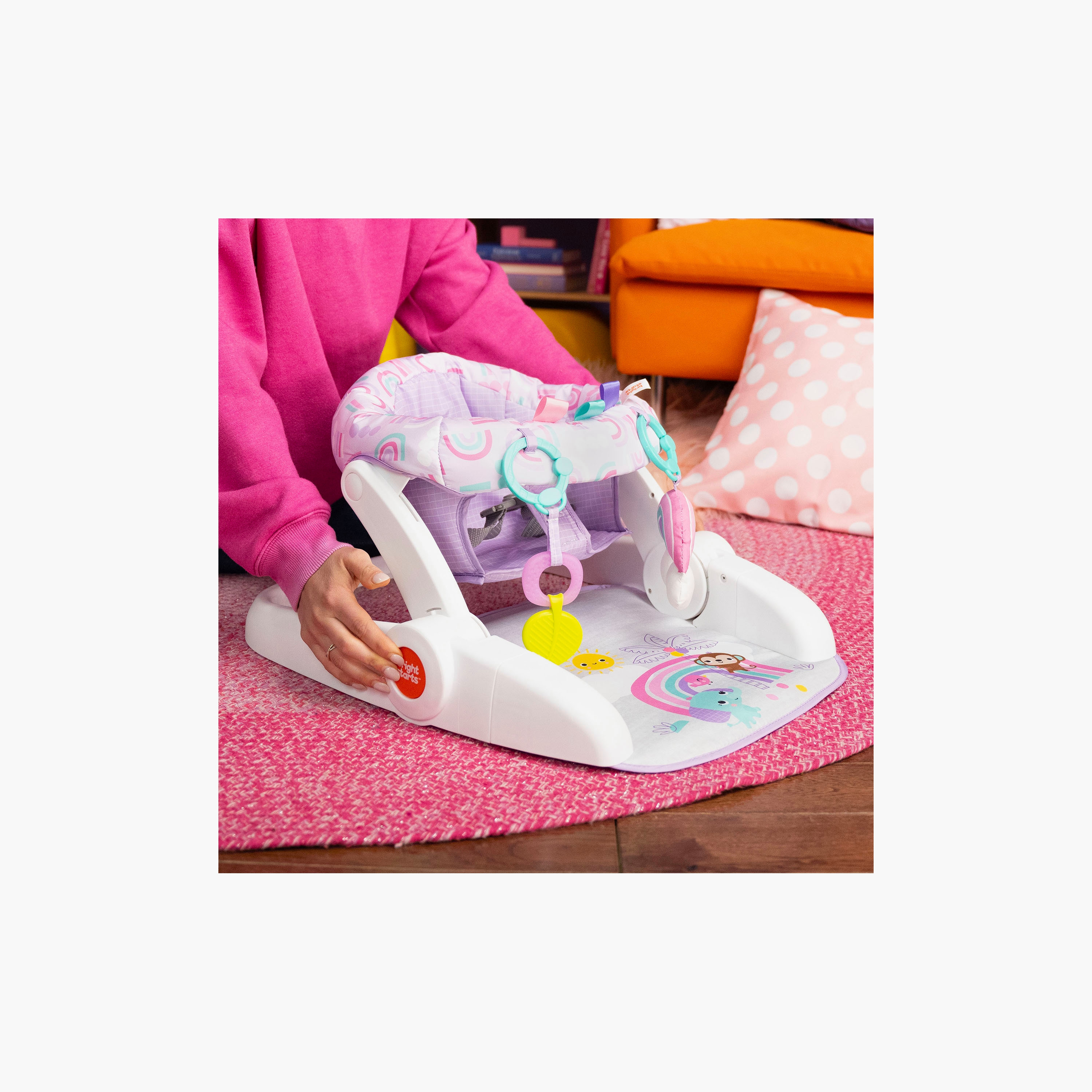 مقعد أرضي سيت-أب جيجل ستيشن 2 في 1 من برايت ستارتس، بيربيل بارادايس-baby-infantactivity-playpensandplaymats-image-4
