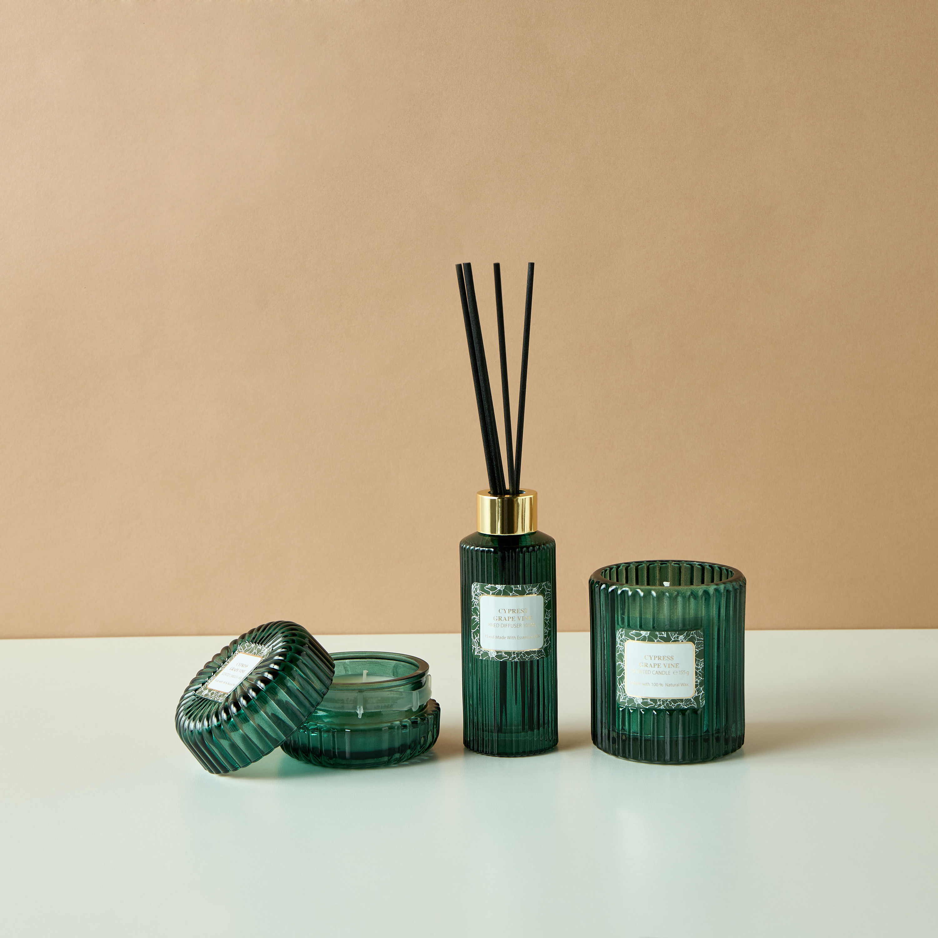 Black Amber and Ginger Lily Reed Diffuser and Candle Gift Set-household-homefragrance-fragrancegiftset-image-1