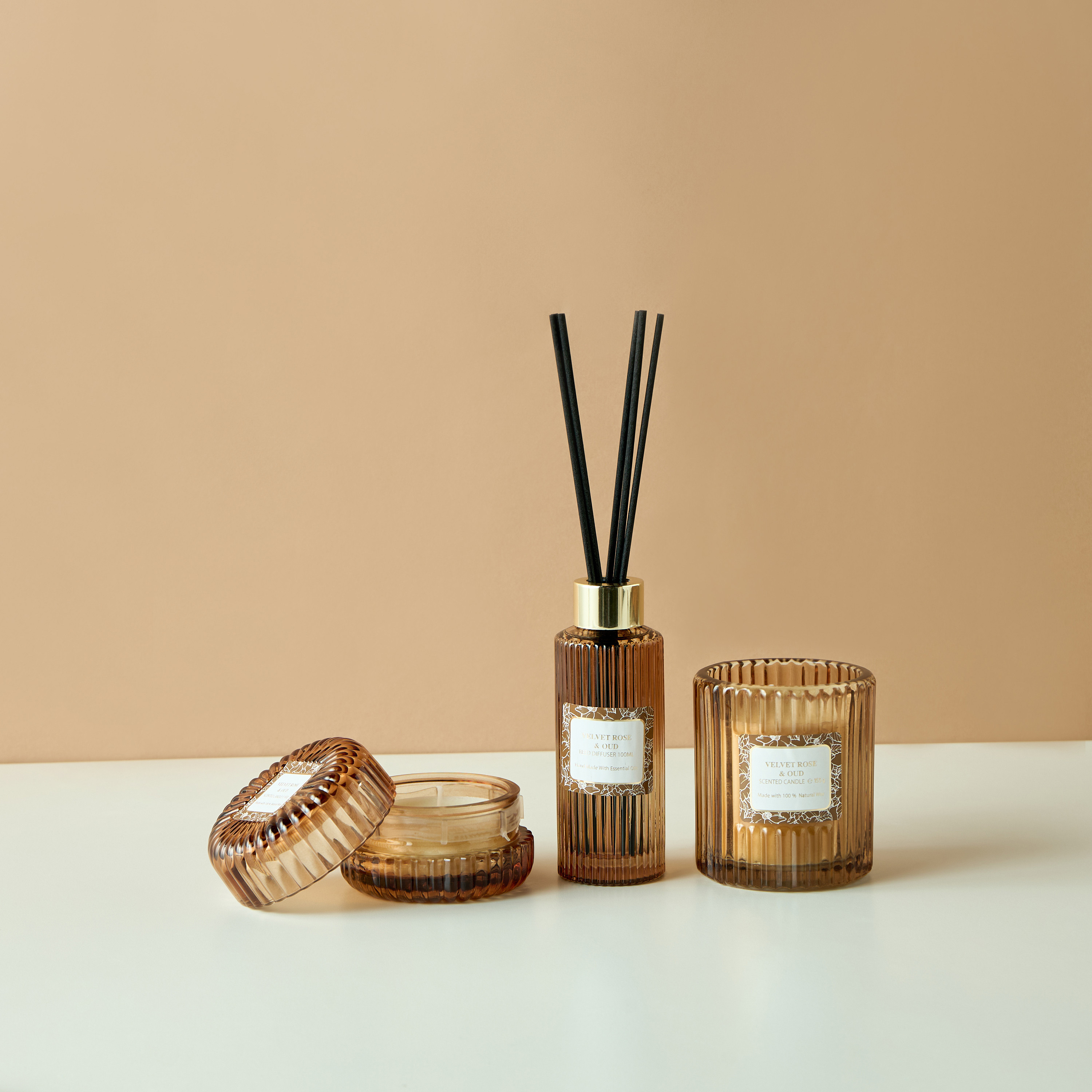 Black Amber and Ginger Lily Reed Diffuser and Candle Gift Set-household-homefragrance-fragrancegiftset-image-1