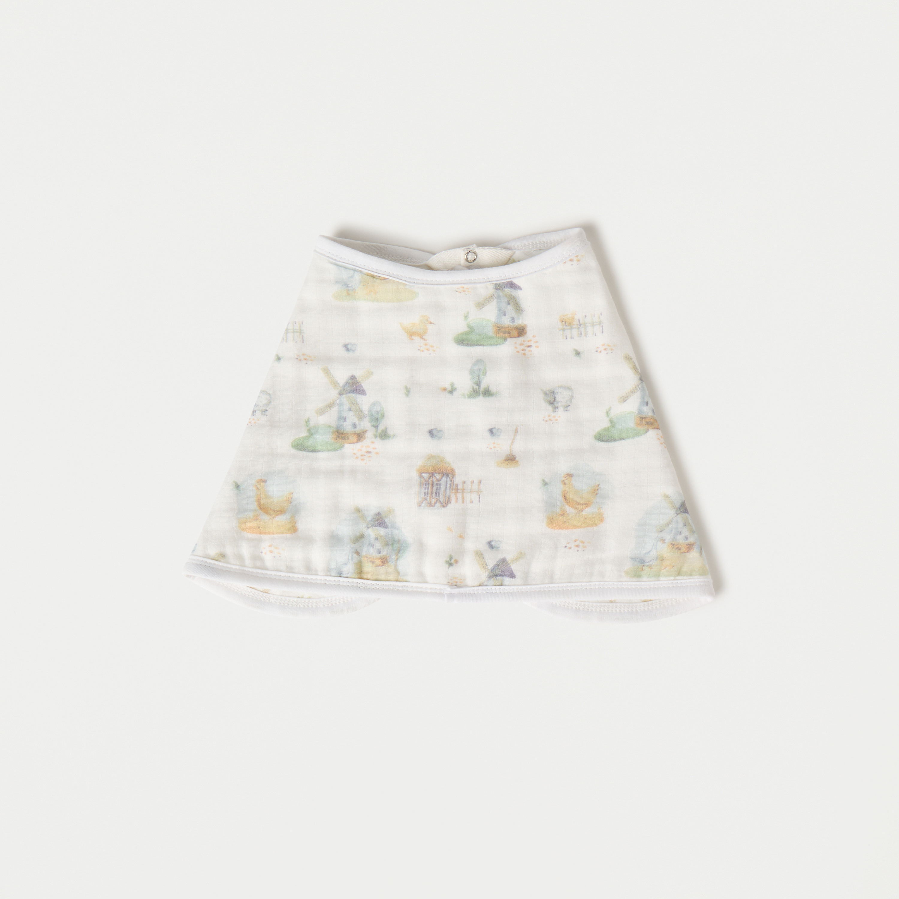 Giggles All-Over Printed Bamboo Muslin Bib with Snap Button Closure-baby-feeding-bibs-image-1