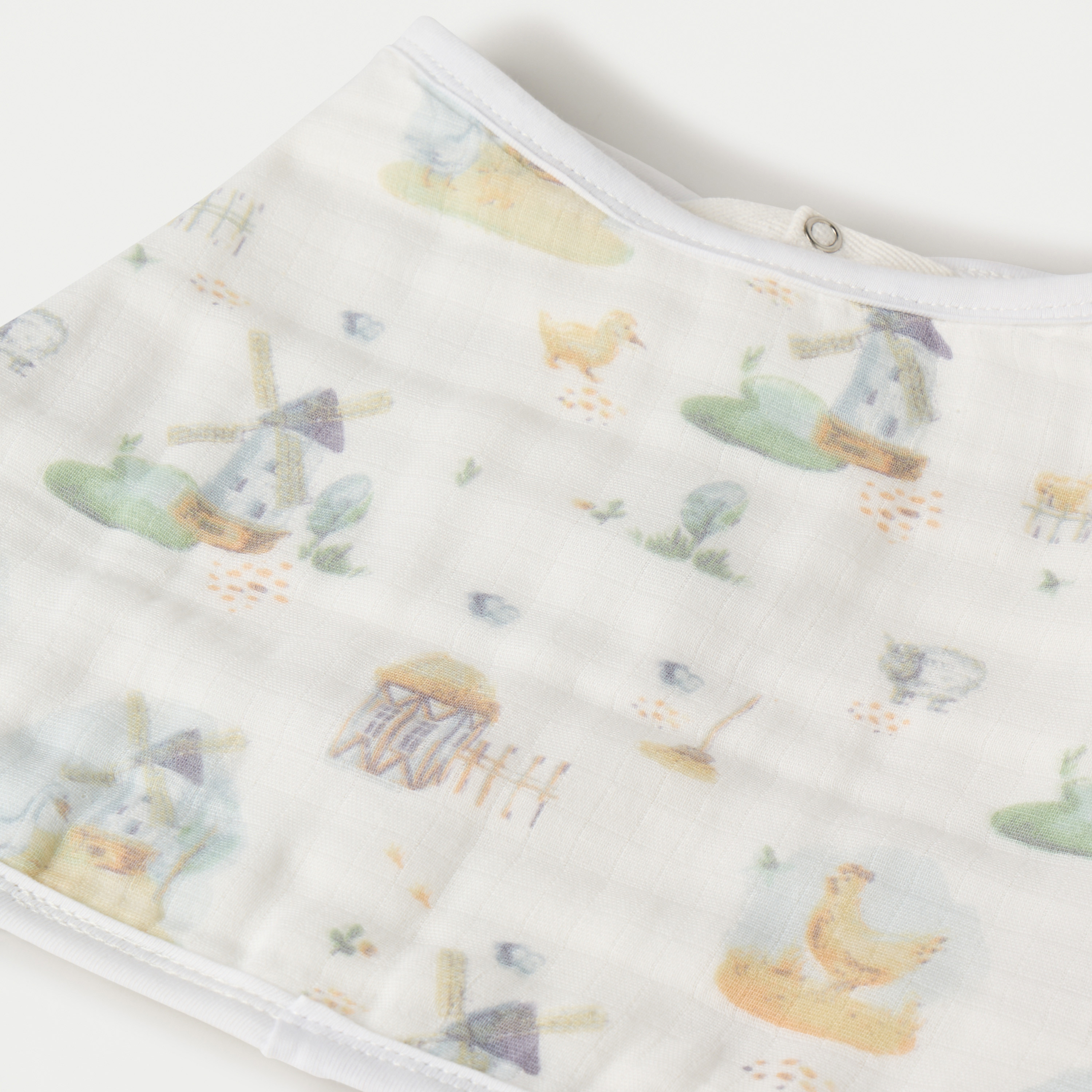 Giggles All-Over Printed Bamboo Muslin Bib with Snap Button Closure-baby-feeding-bibs-image-3
