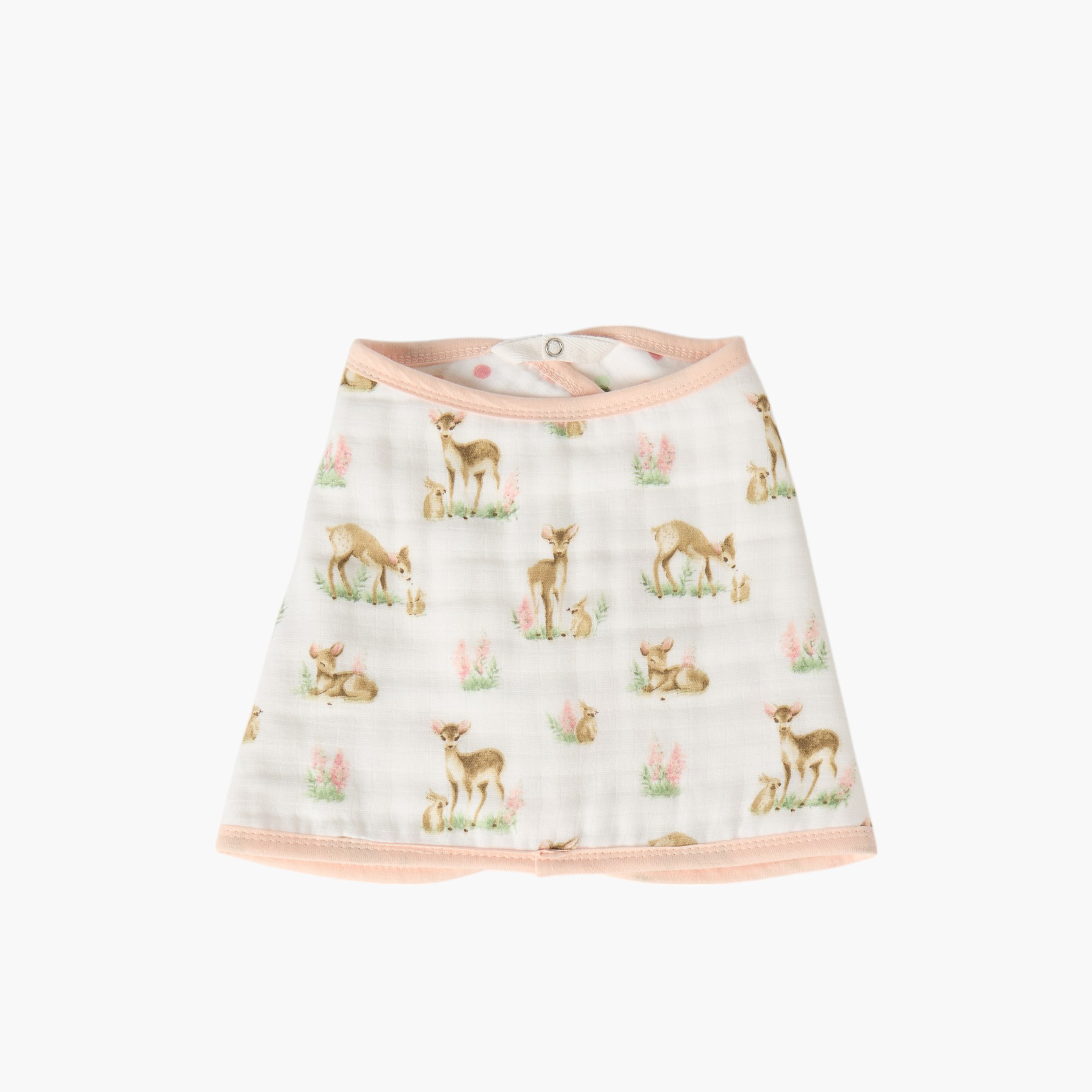 Giggles All-Over Deer Print Bamboo Muslin Bib with Snap Button Closure-baby-feeding-bibs-image-1