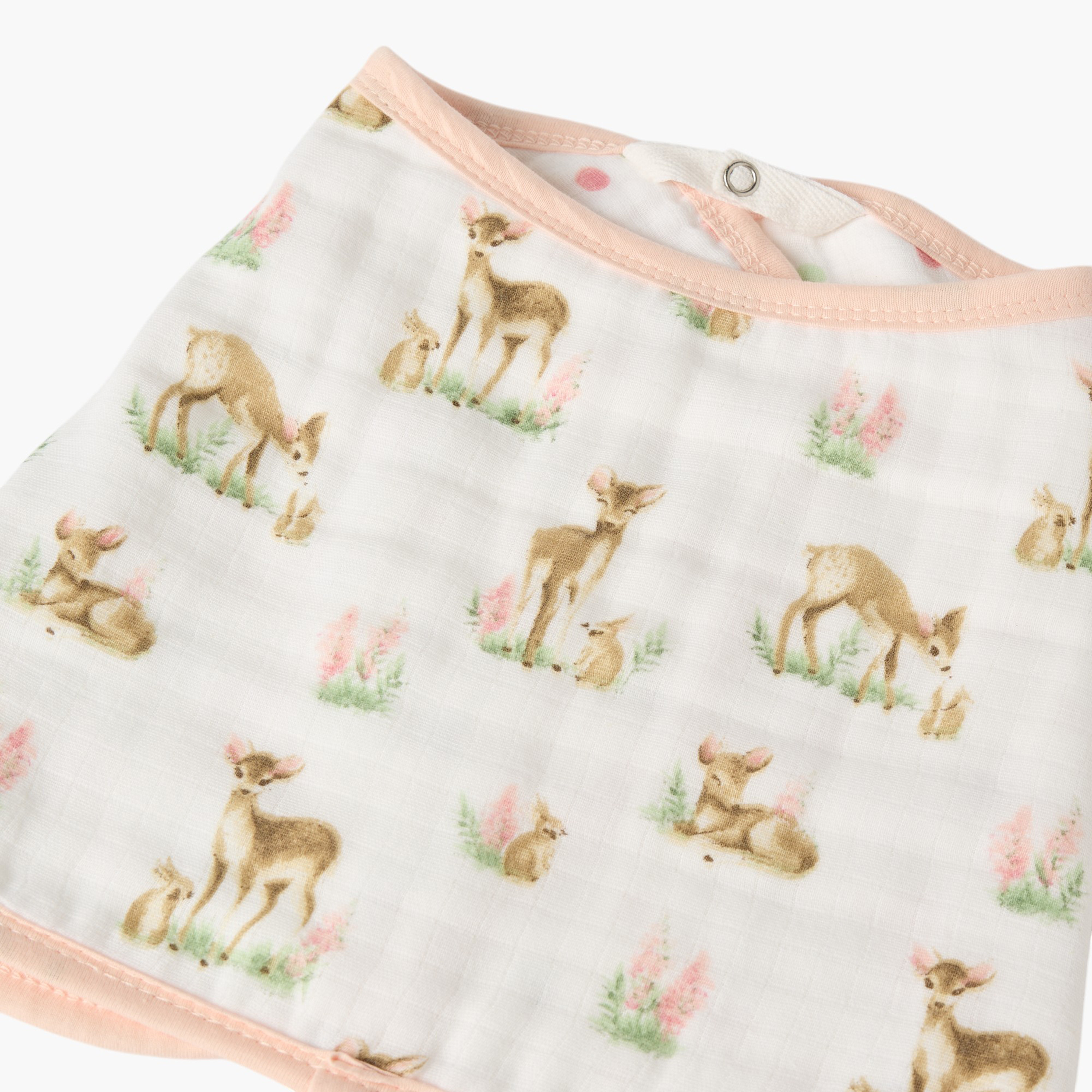 Giggles All-Over Deer Print Bamboo Muslin Bib with Snap Button Closure-baby-feeding-bibs-image-3