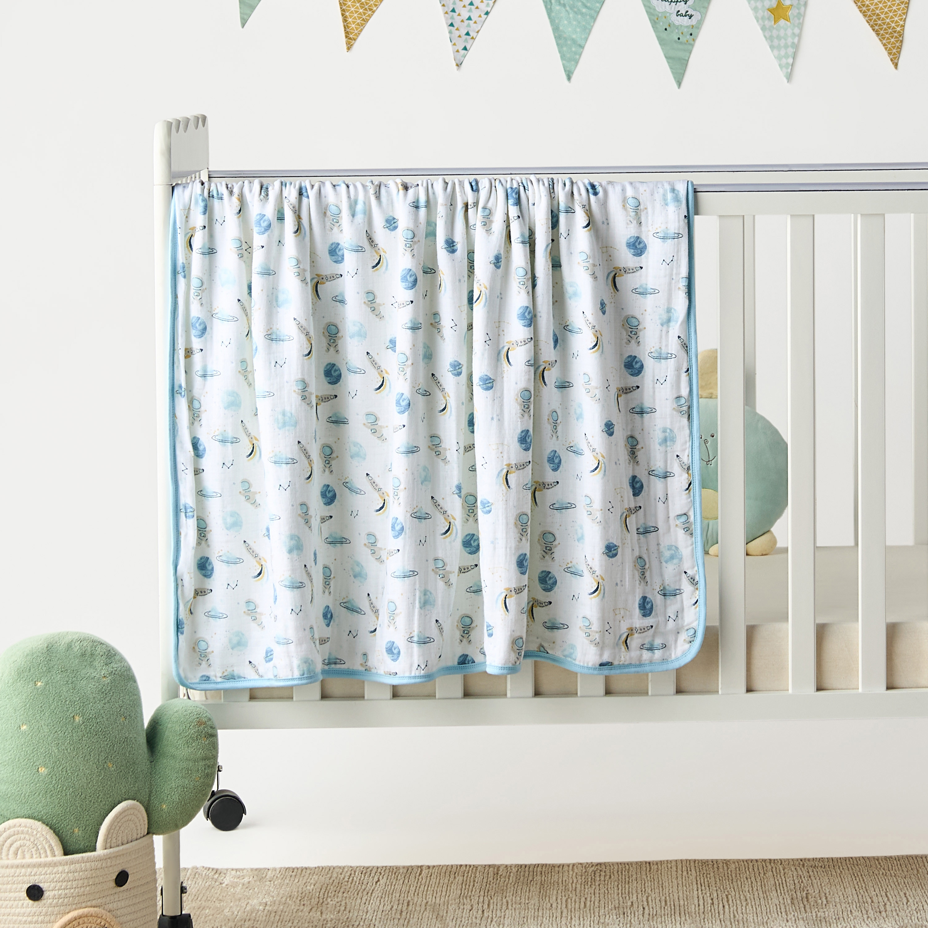 Giggles Space Print Bamboo Muslin Swaddle Blanket - 120x120 cm-baby-nursery-blanketsandswaddles-swaddlesandsleepingbags-image-1