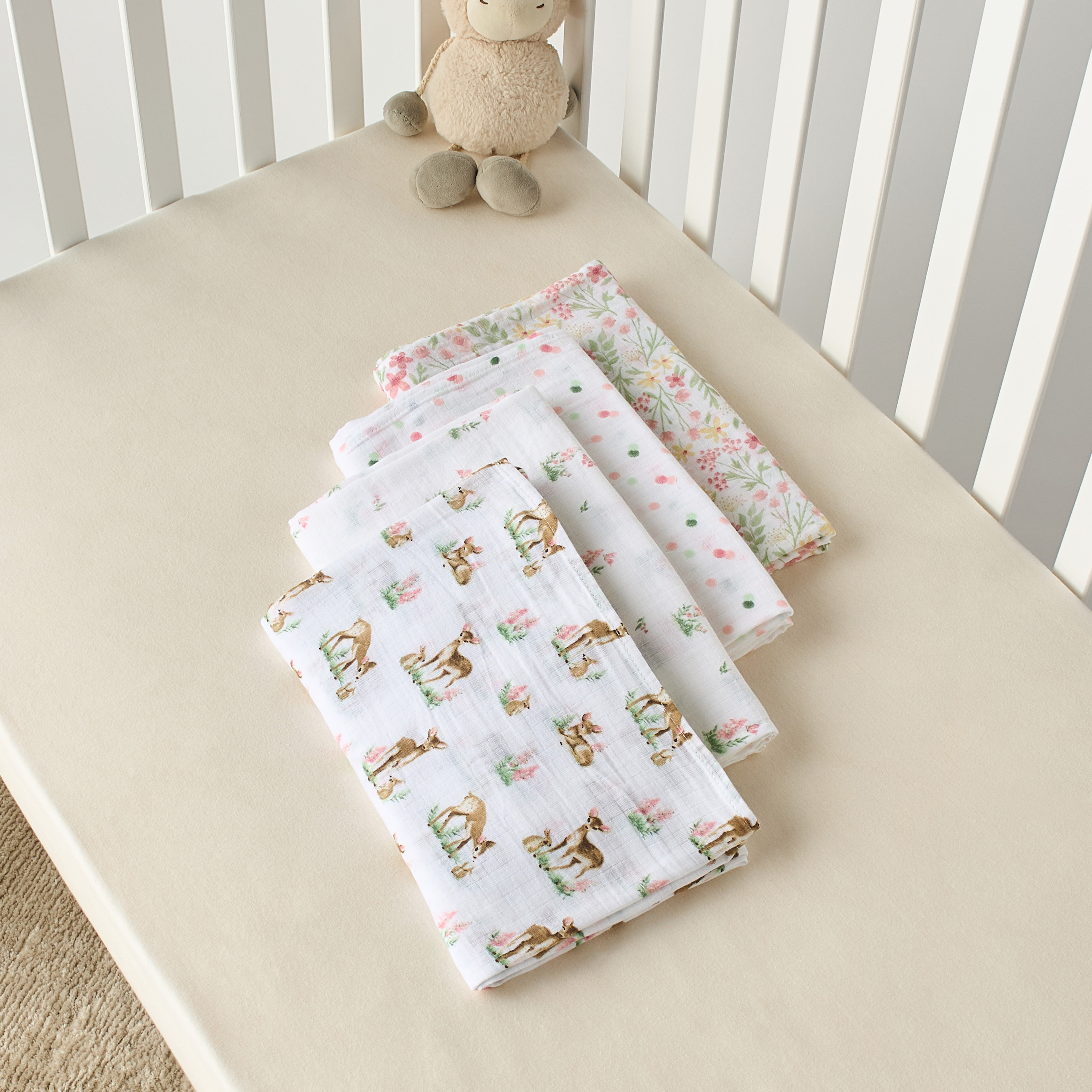 Giggles Deer Friends Bamboo Muslin Swaddle Blanket - Set of 4-baby-nursery-blanketsandswaddles-swaddlesandsleepingbags-image-4