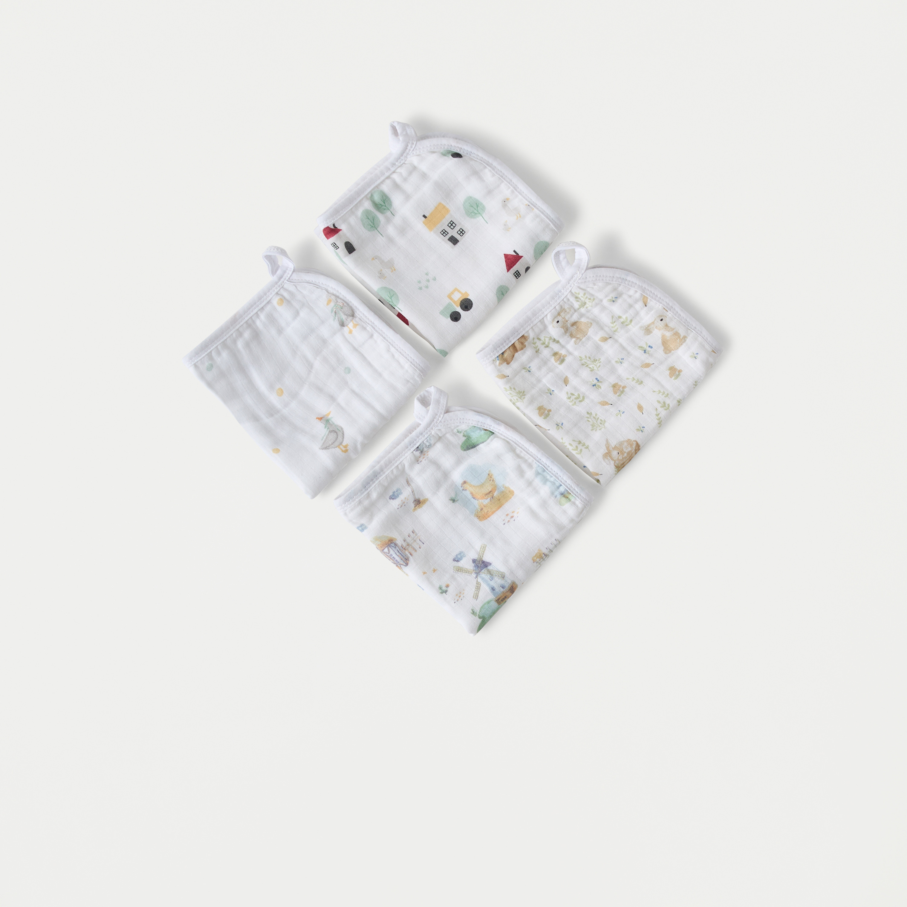 طقم مناشف تنظيف بطبعات 4 قطع من جيجلز - 25x25 سم-baby-bathandcare-towels-image-2