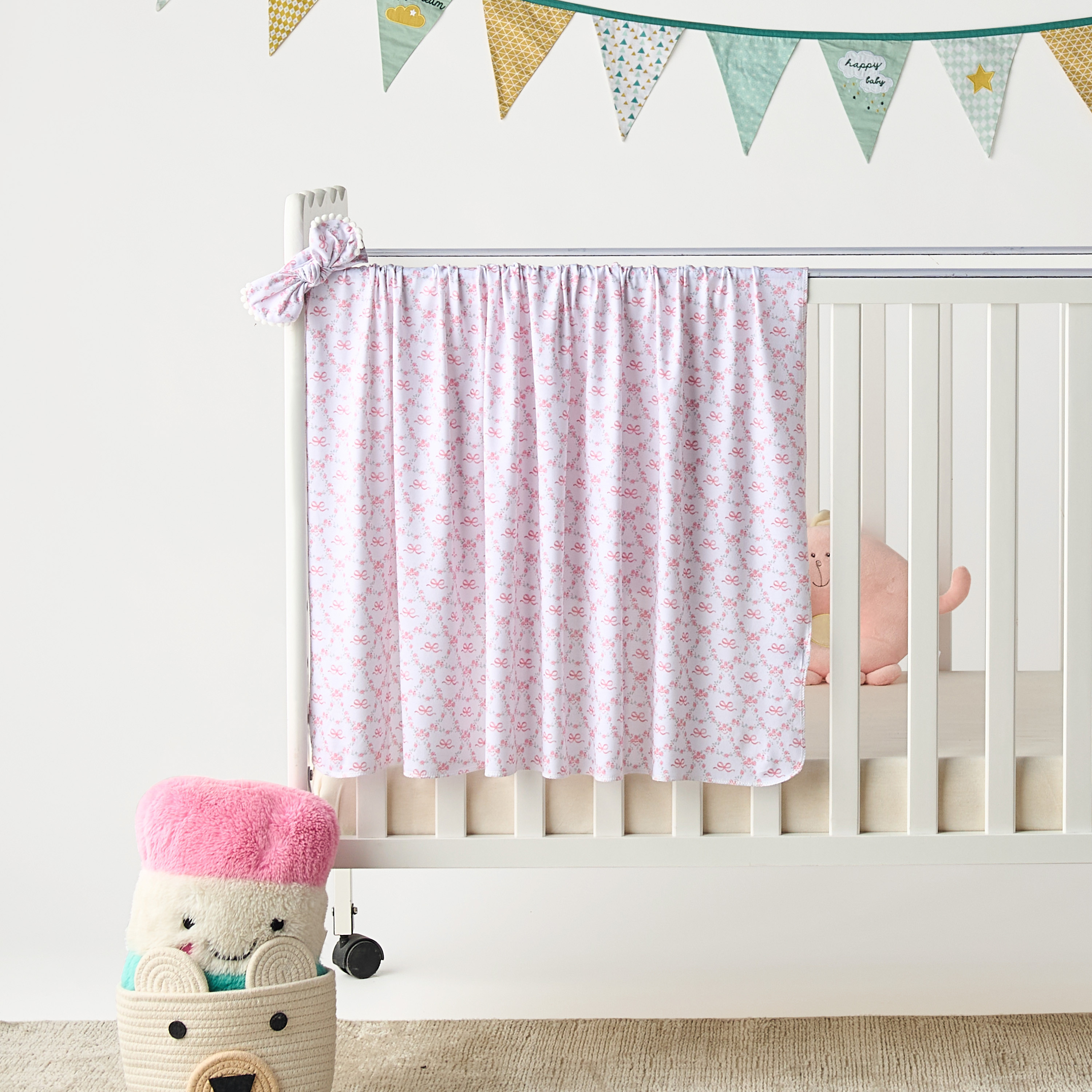 Juniors Floral Print Swaddle Blanket with Headband-baby-nursery-blanketsandswaddles-swaddlesandsleepingbags-image-1
