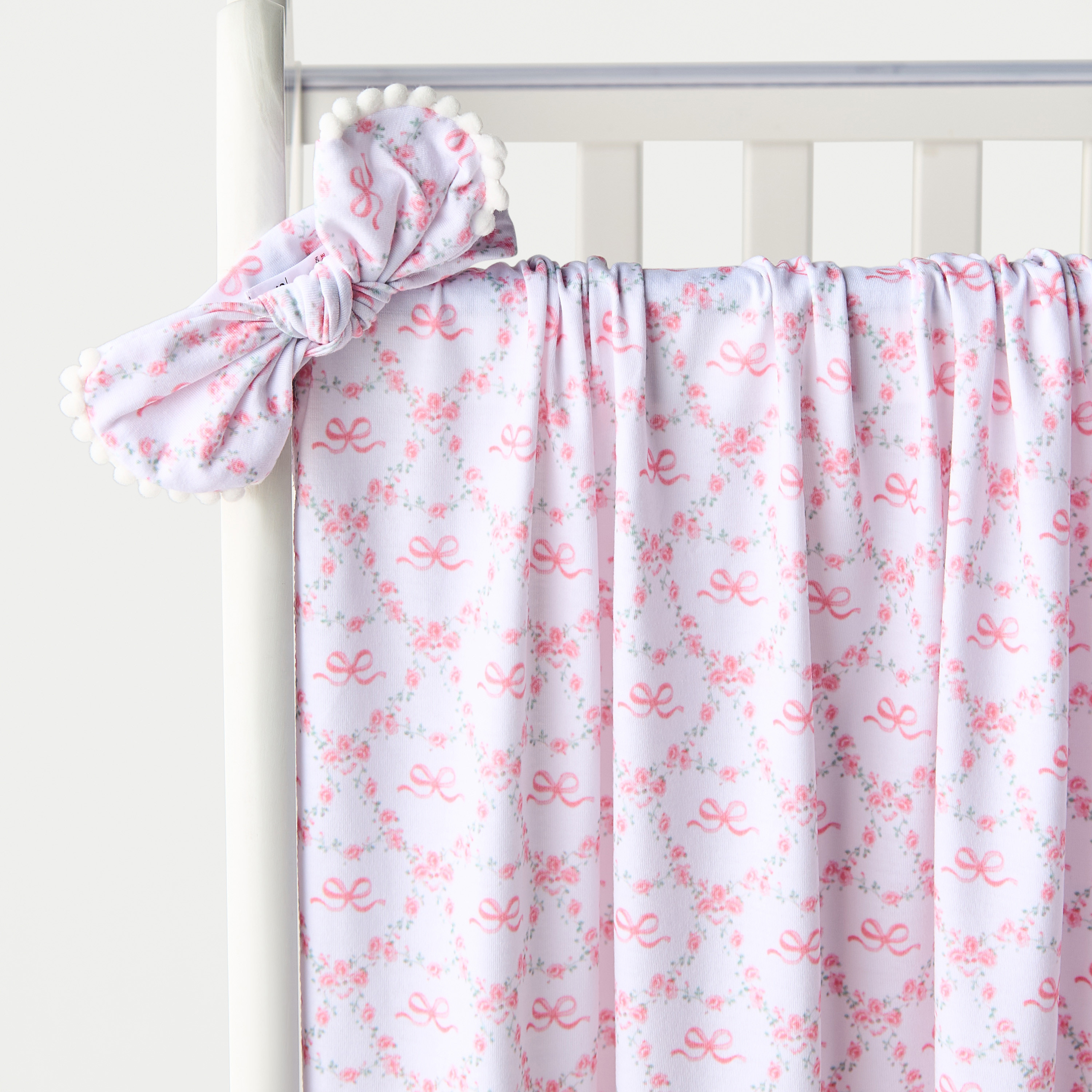 Juniors Floral Print Swaddle Blanket with Headband-baby-nursery-blanketsandswaddles-swaddlesandsleepingbags-image-3