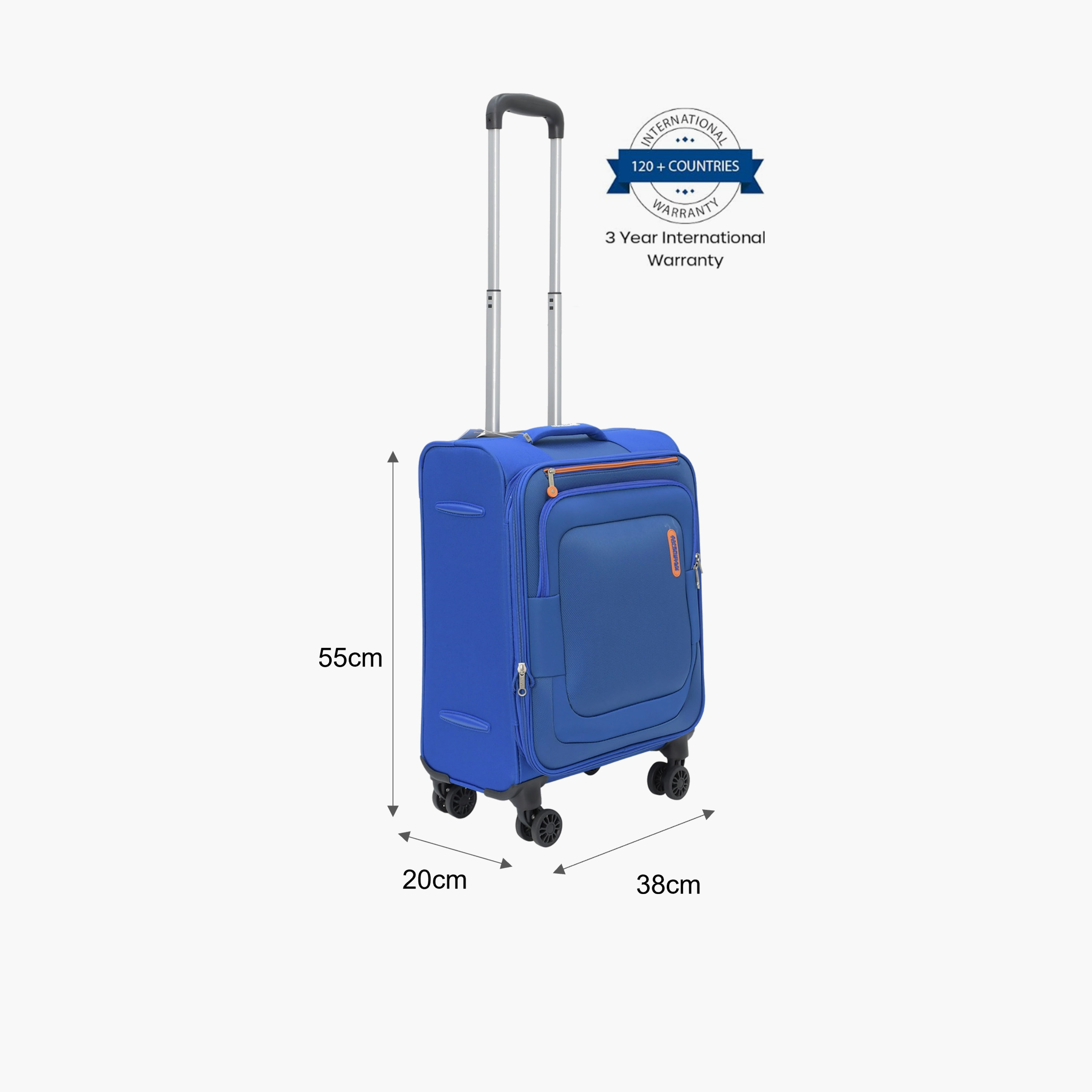 American Tourister Duncan 55CM Small Cabin Polyester Softcase 4 Wheel Trolley Bag with TSA Lock Blue-travel-luggagesandbags-luggage-image-2