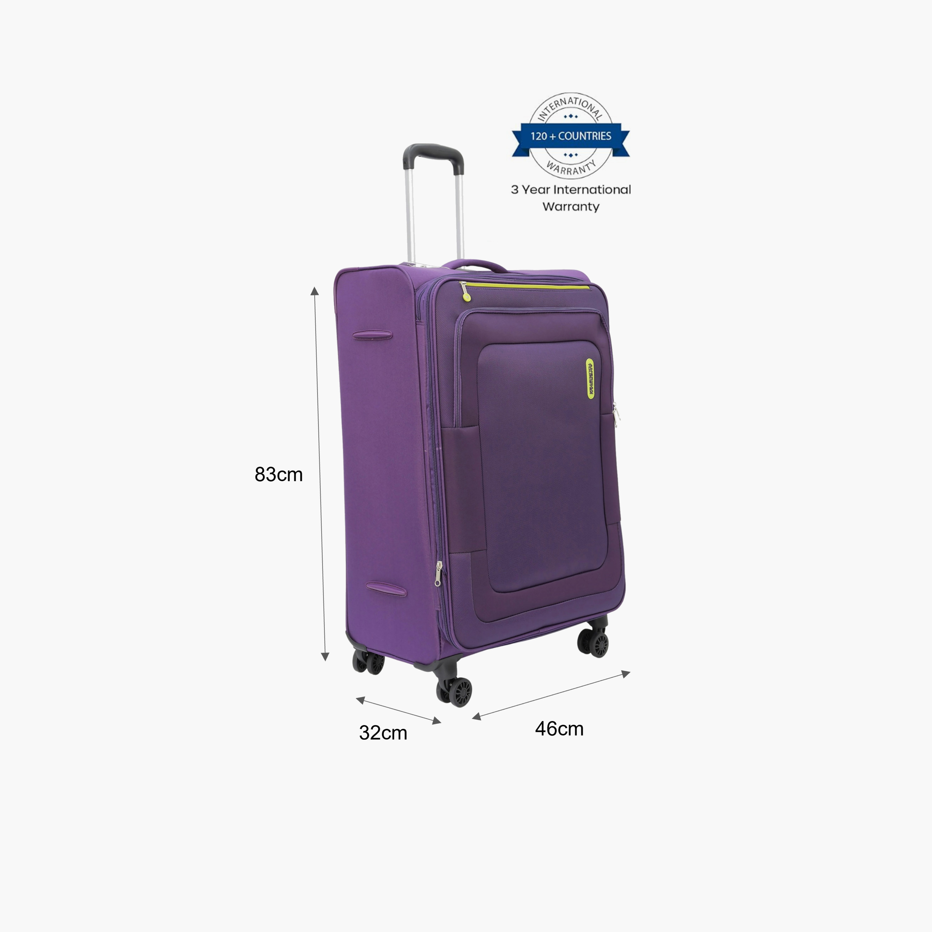 American Tourister Duncan 83CM Large Check-in Polyester Softcase 4 Wheel Trolley Bag with TSA Lock Purple-travel-luggagesandbags-luggage-image-2