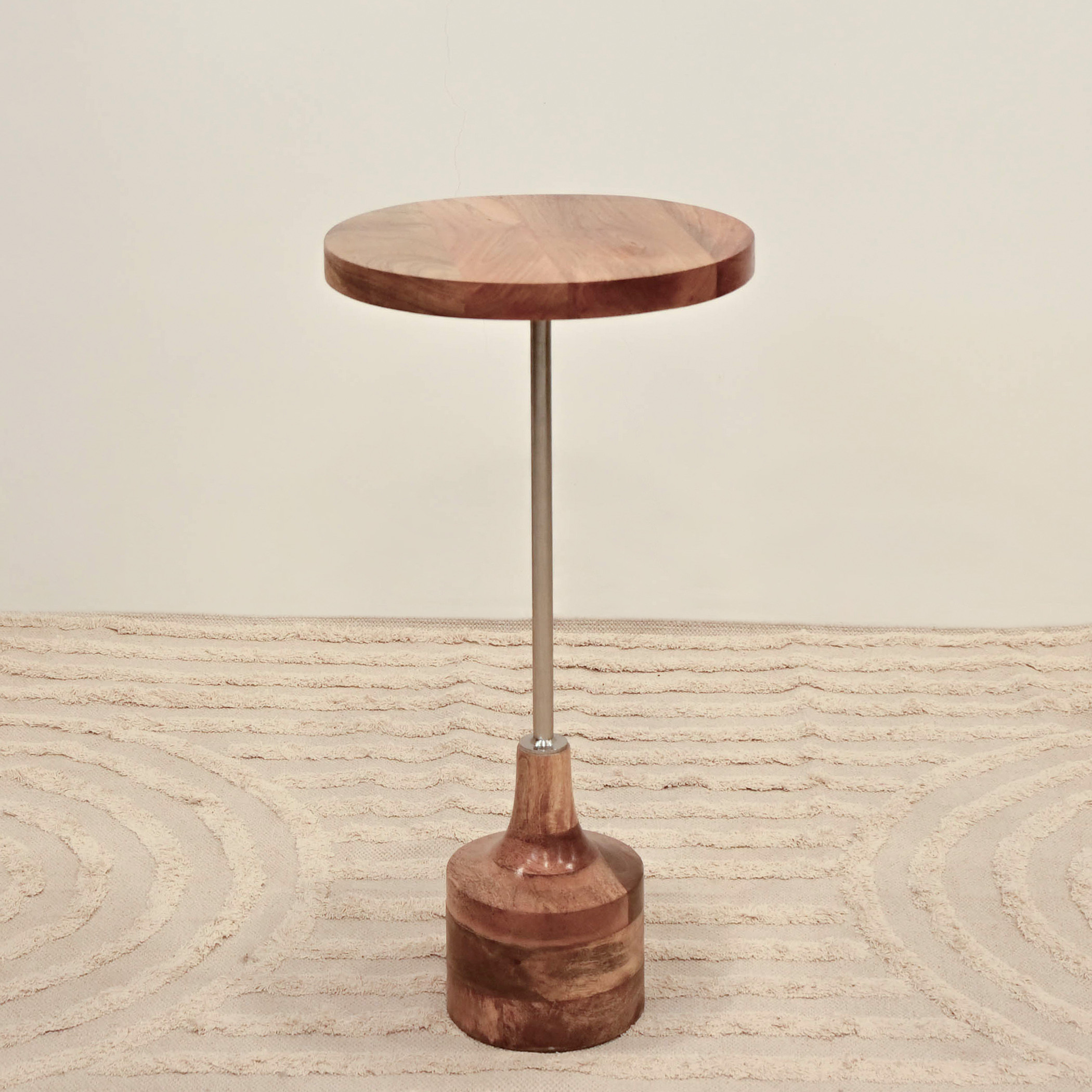 Home Carving Wooden Top Round Side Table - 61x32x61 cms-furniture-livingroom-sideandendtables-image-2
