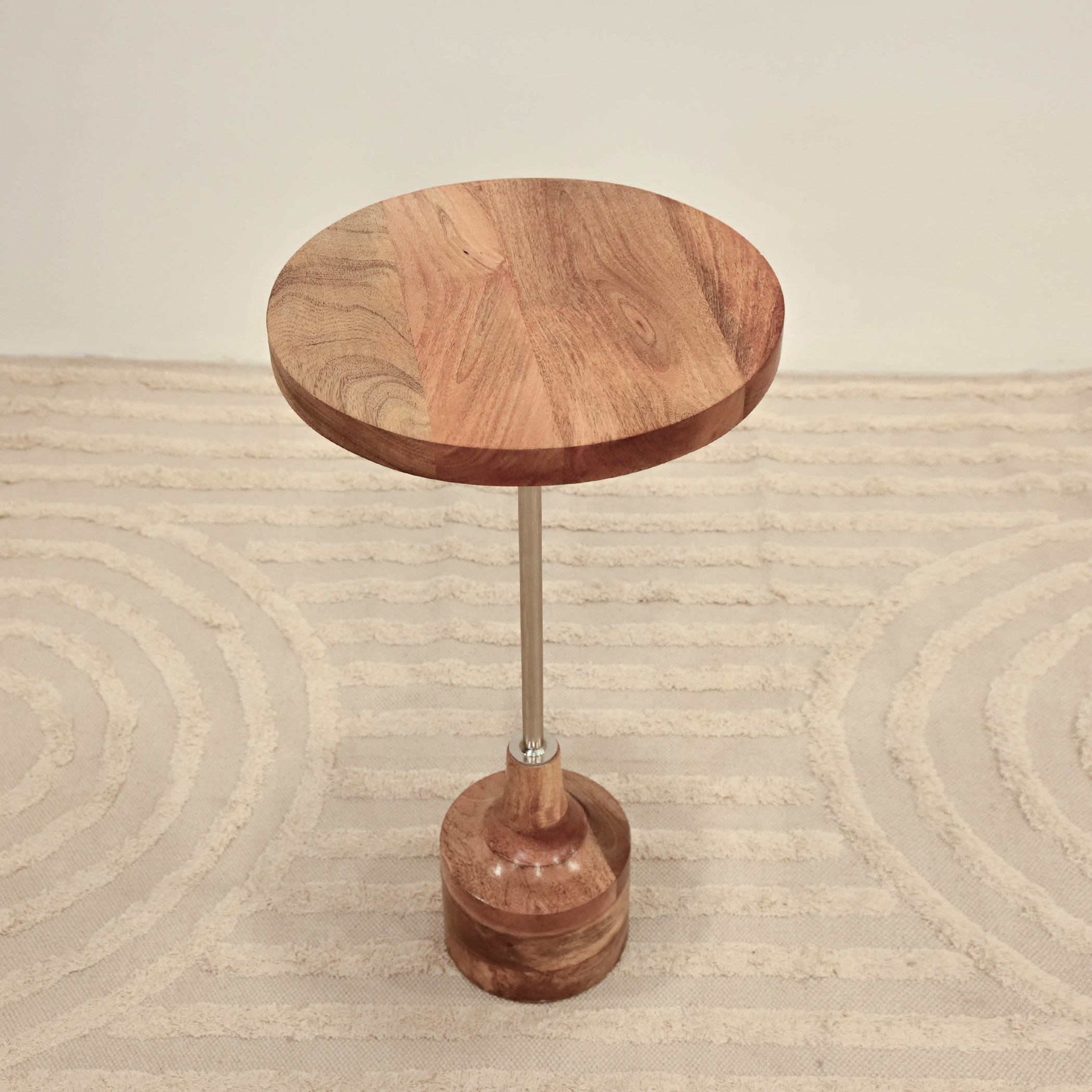 طاولة جانبية بسطح خشبي مستدير من هوم كارفينج - 61x32x61 سم-furniture-livingroom-sideandendtables-image-3