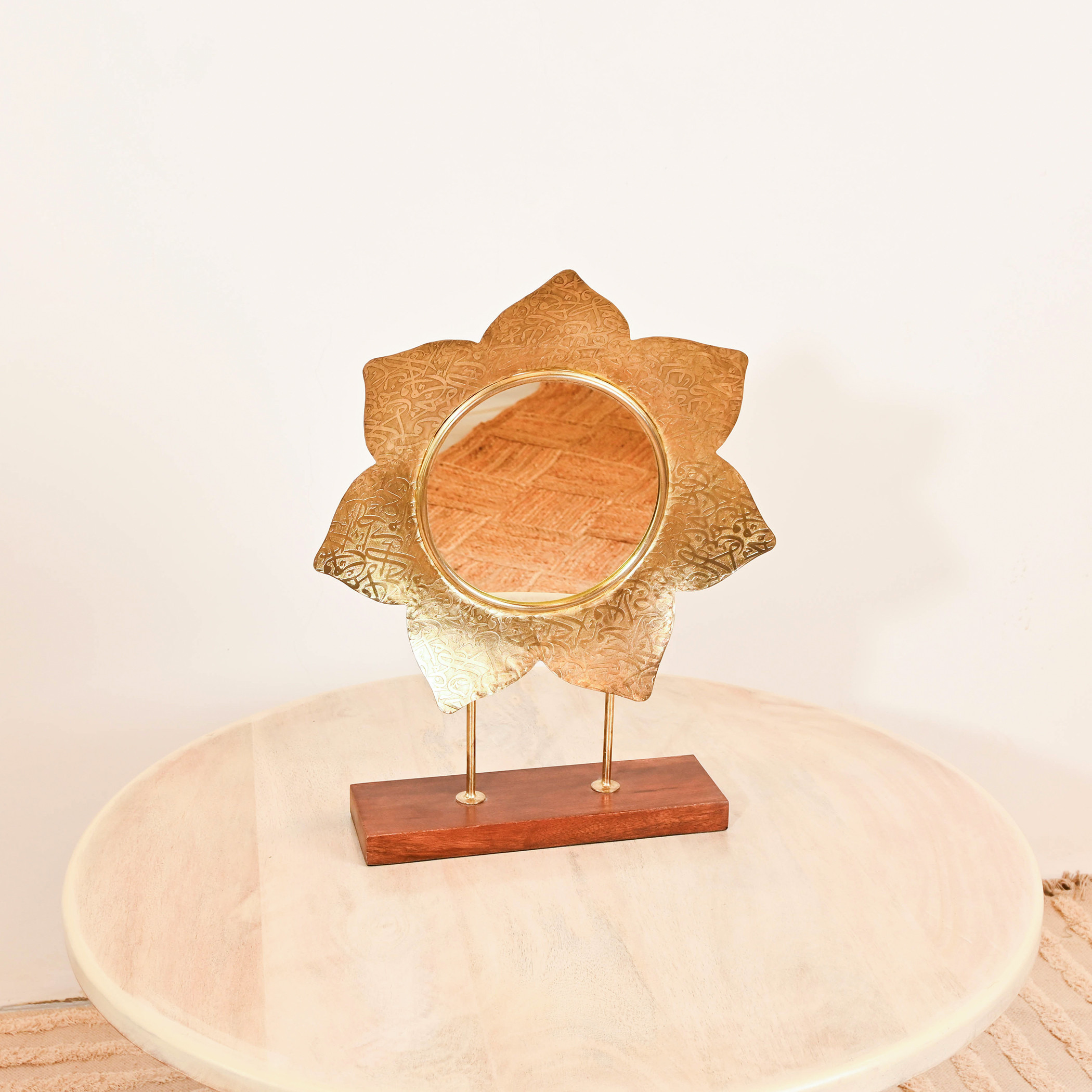 Home Carving Flower Shaped Decorative Mirror - 35x50 cms-household-walldecorandmirrors-mirrors-wallmirrors-image-2