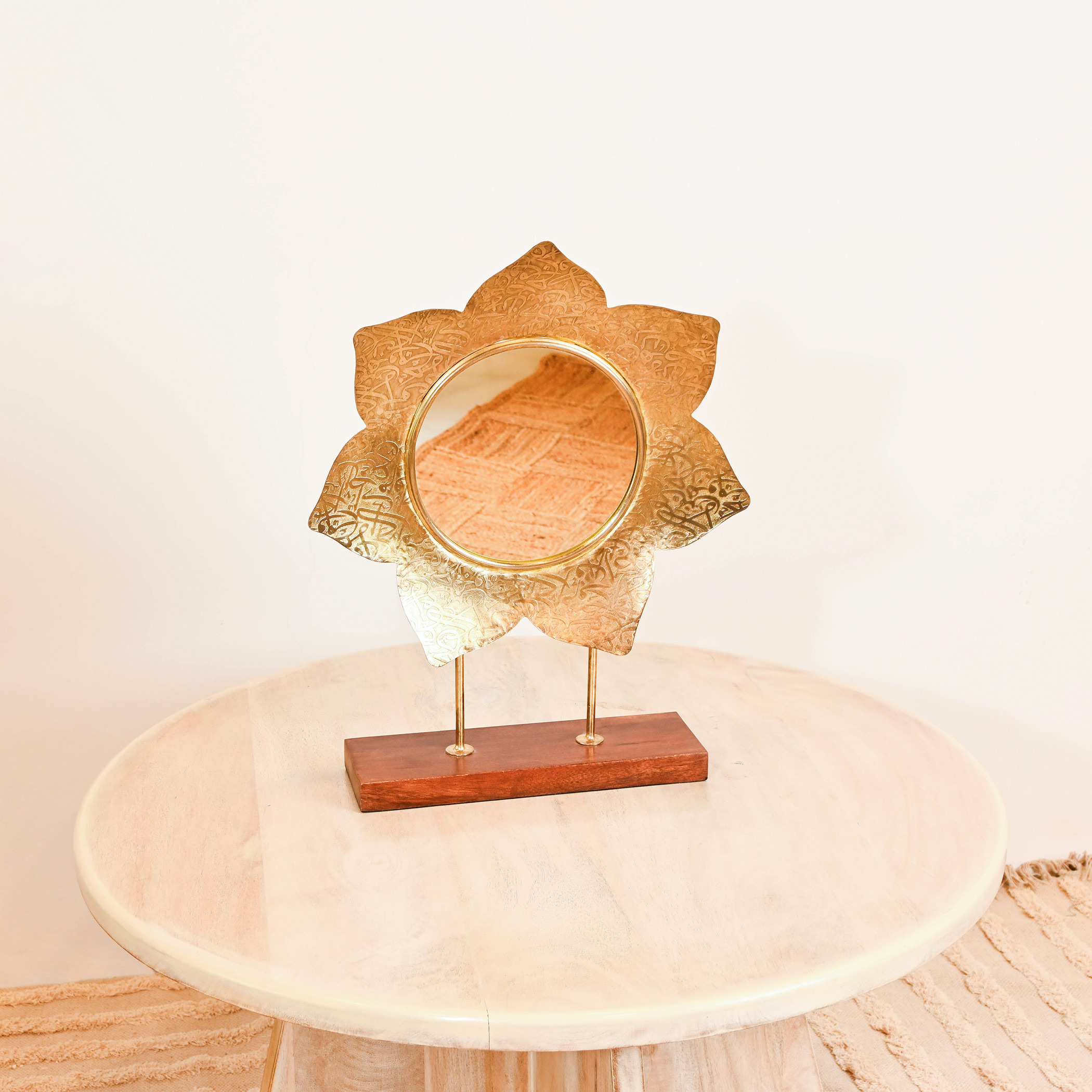 Home Carving Flower Shaped Decorative Mirror - 35x50 cms-household-walldecorandmirrors-mirrors-wallmirrors-image-3