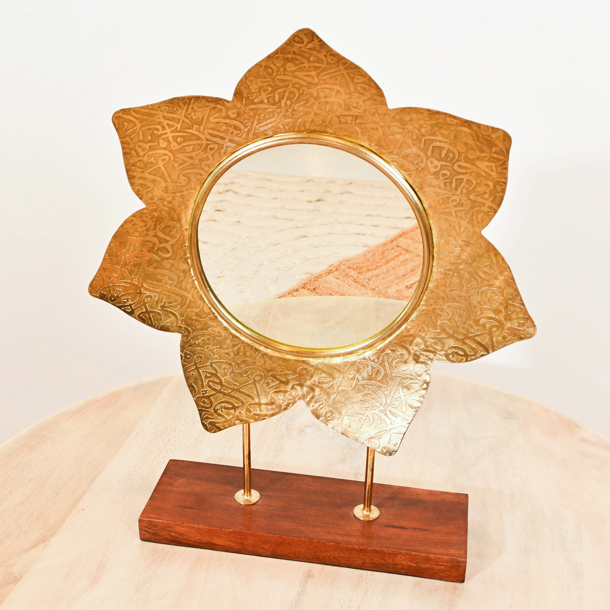 Home Carving Flower Shaped Decorative Mirror - 35x50 cms-household-walldecorandmirrors-mirrors-wallmirrors-image-4