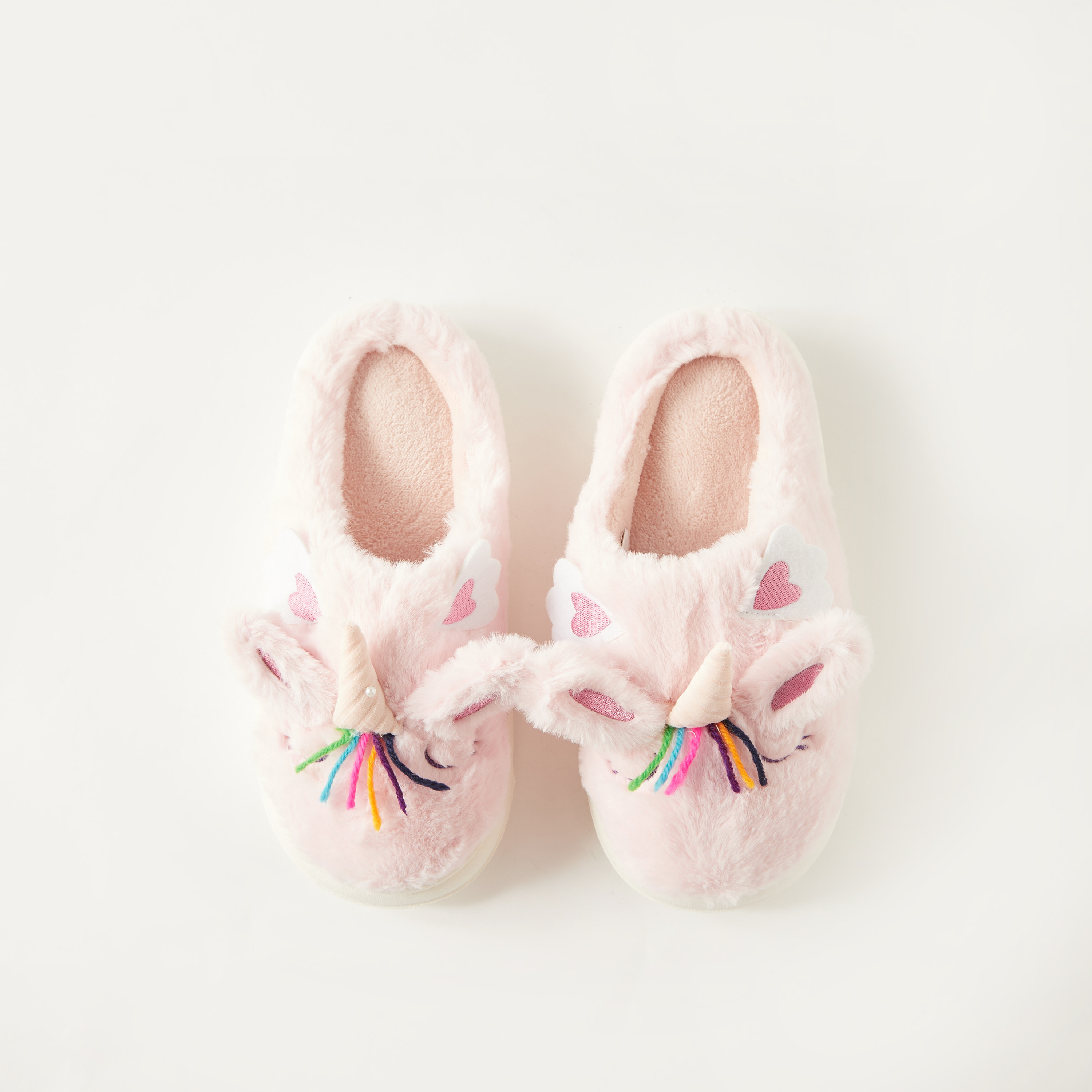 Unicorn Ear Applique Fluffy Bedroom Slide Slippers-girls-shoes-flipflopsandslides-image-1