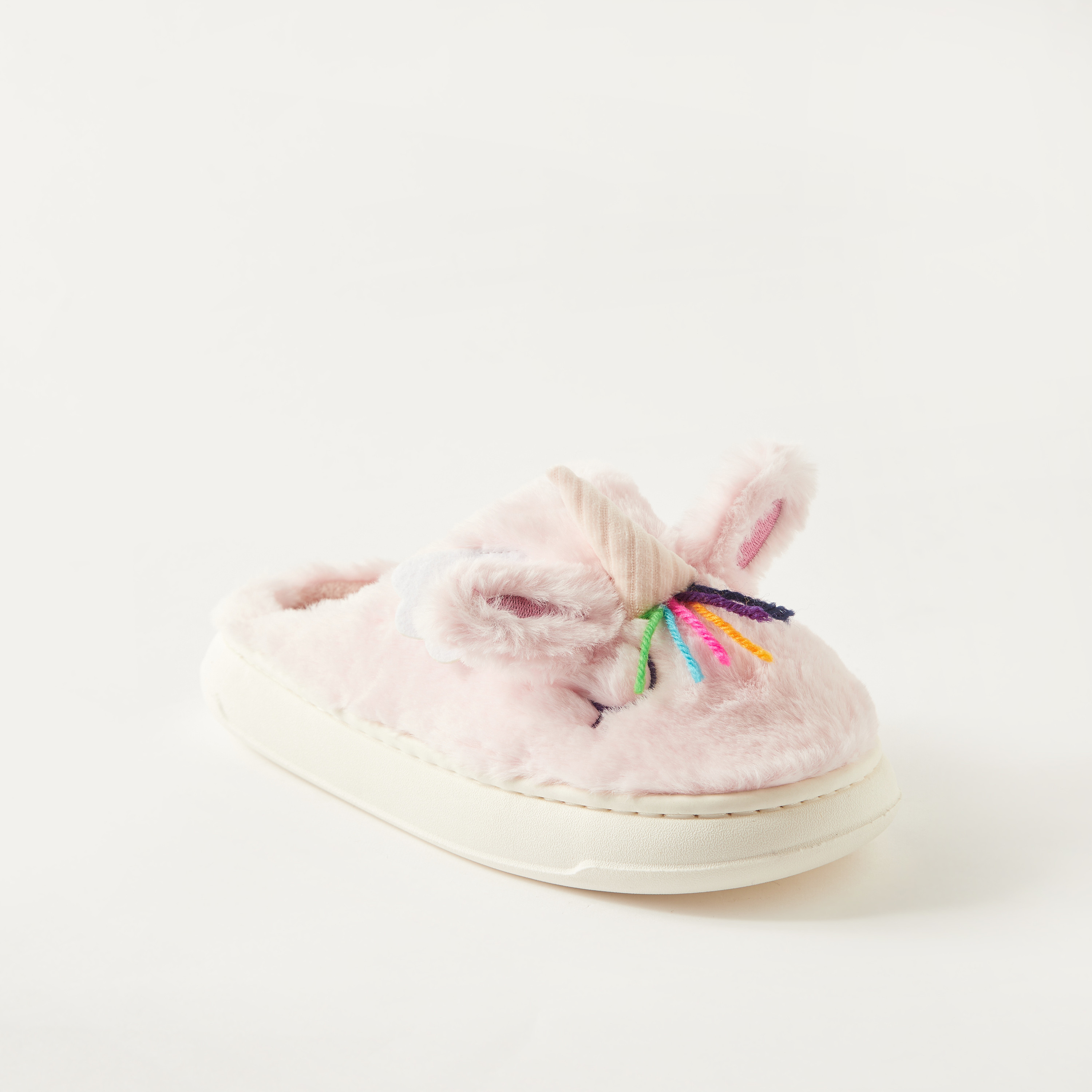Unicorn Ear Applique Fluffy Bedroom Slide Slippers-girls-shoes-flipflopsandslides-image-2