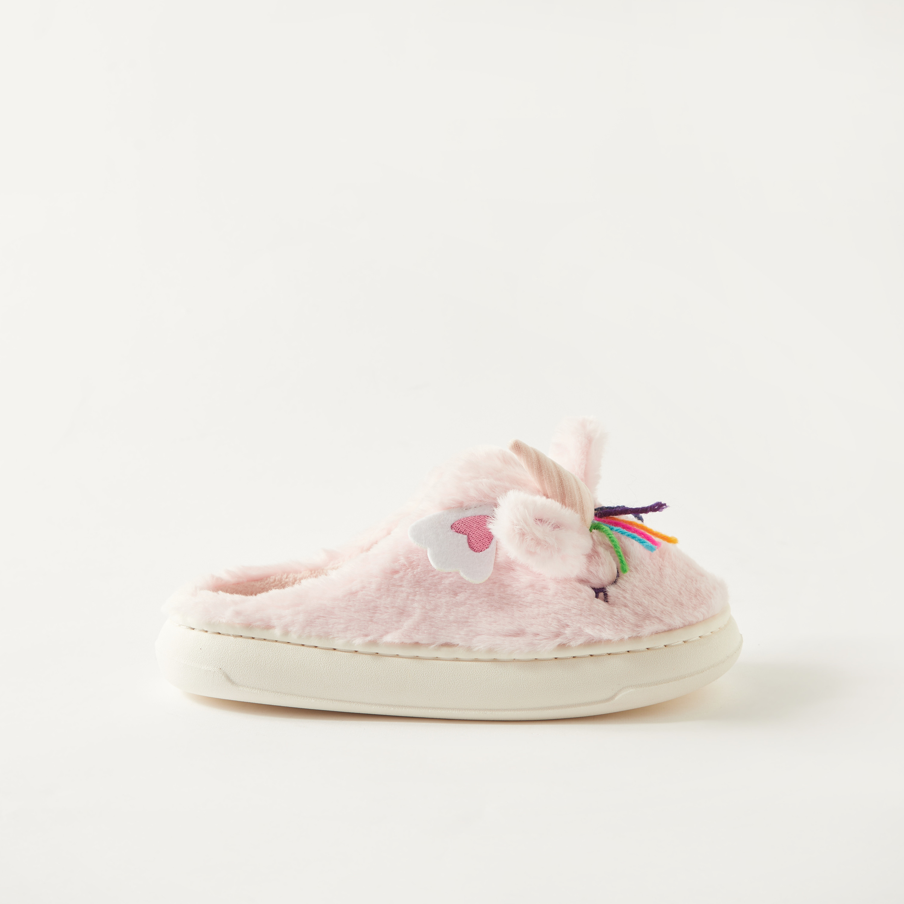 Unicorn Ear Applique Fluffy Bedroom Slide Slippers-girls-shoes-flipflopsandslides-image-3
