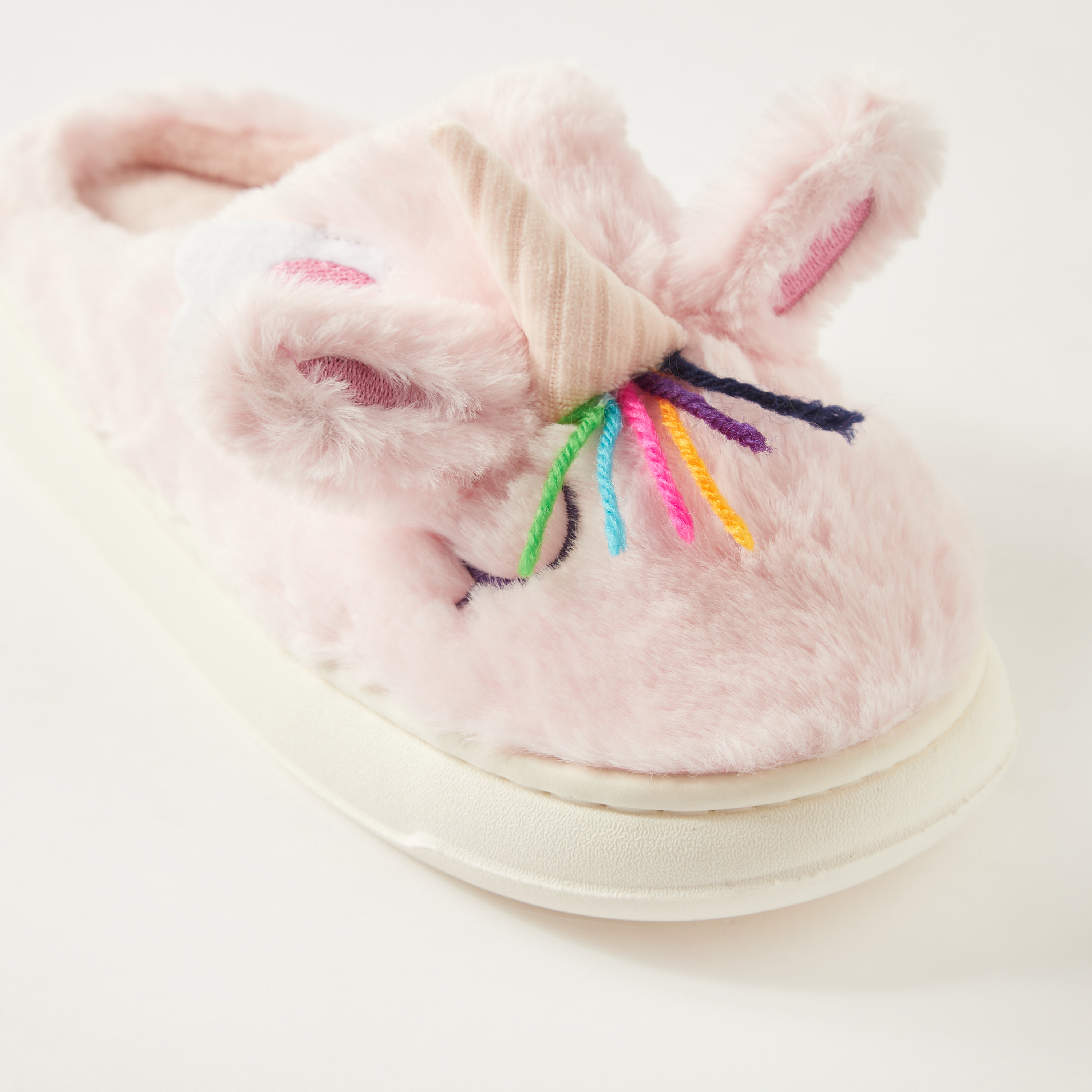 Unicorn Ear Applique Fluffy Bedroom Slide Slippers-girls-shoes-flipflopsandslides-image-4