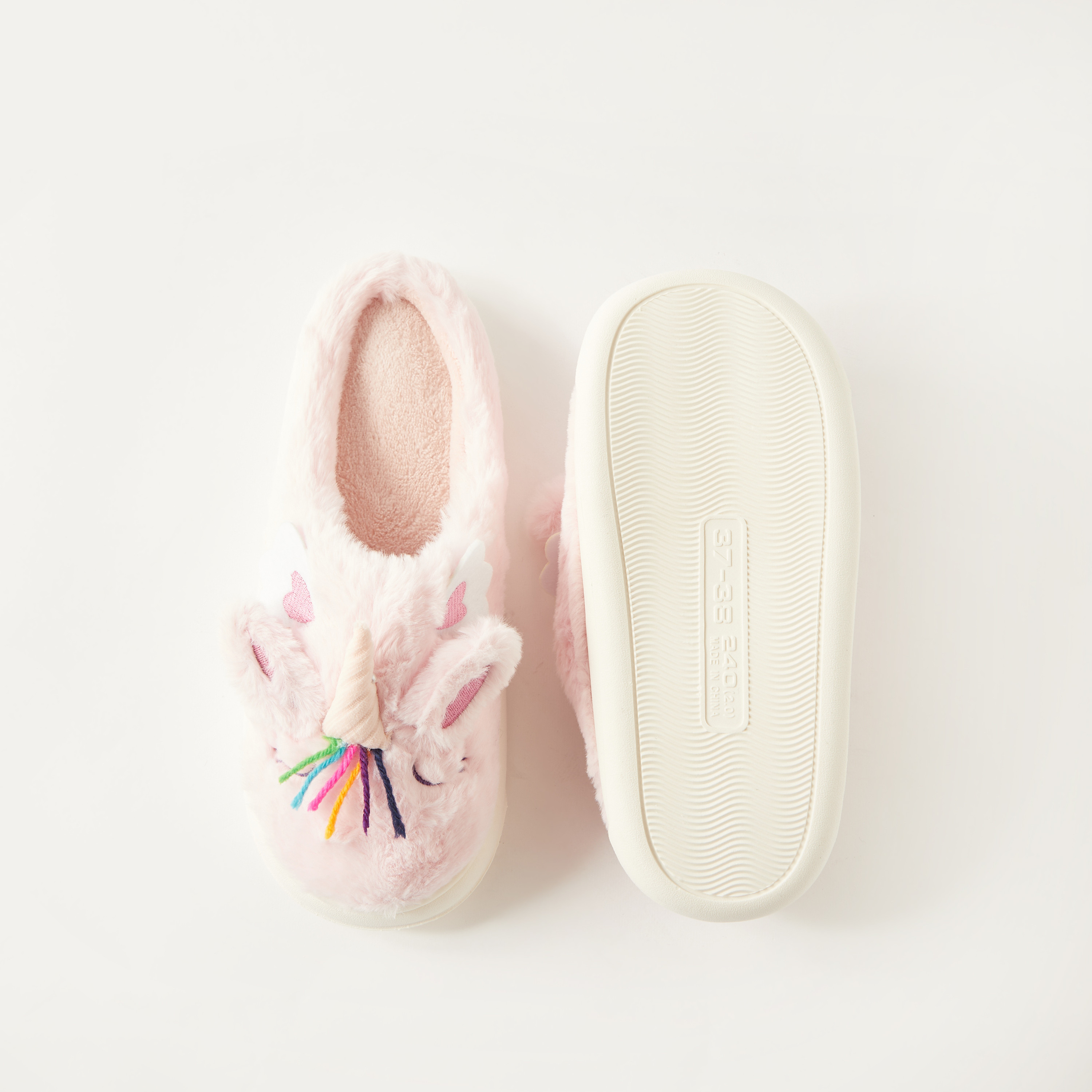 Unicorn Ear Applique Fluffy Bedroom Slide Slippers-girls-shoes-flipflopsandslides-image-5