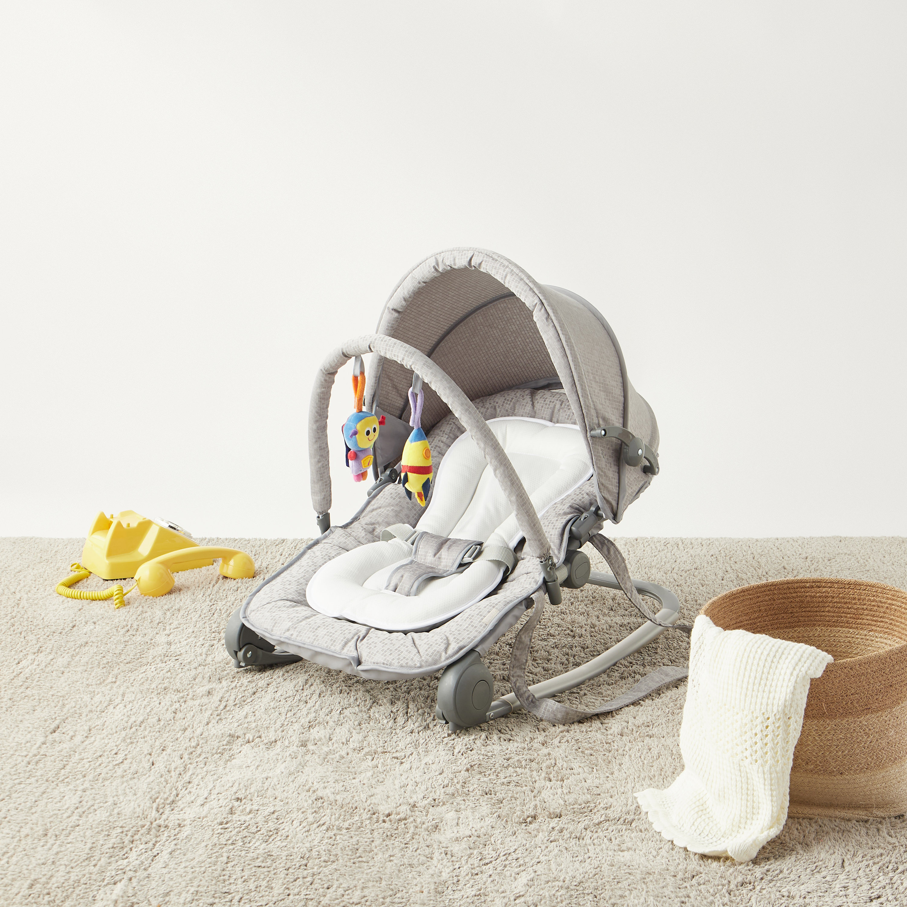 Juniors Granite Baby Rocker with Canopy and Music Toy Bar-baby-infantactivity-rockers-image-1