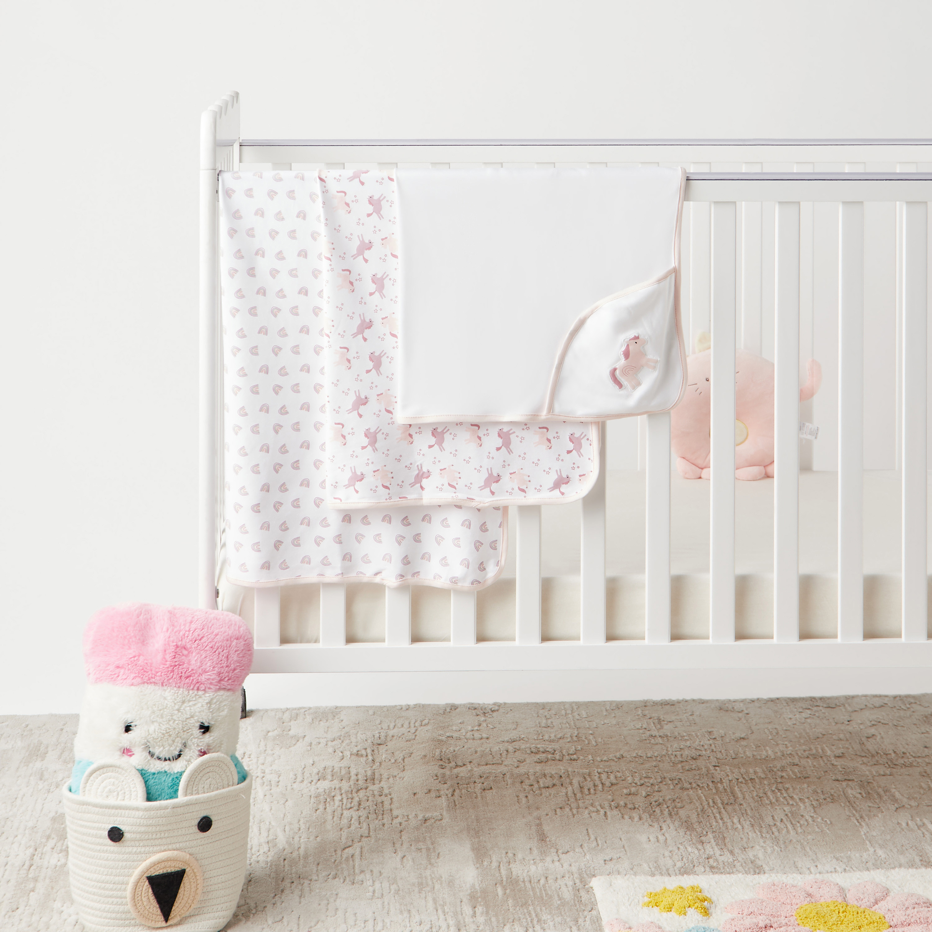 Giggles 3-Piece Printed Receiving Blanket Set - 80x80 cm-baby-nursery-blanketsandswaddles-receivingblankets-image-1