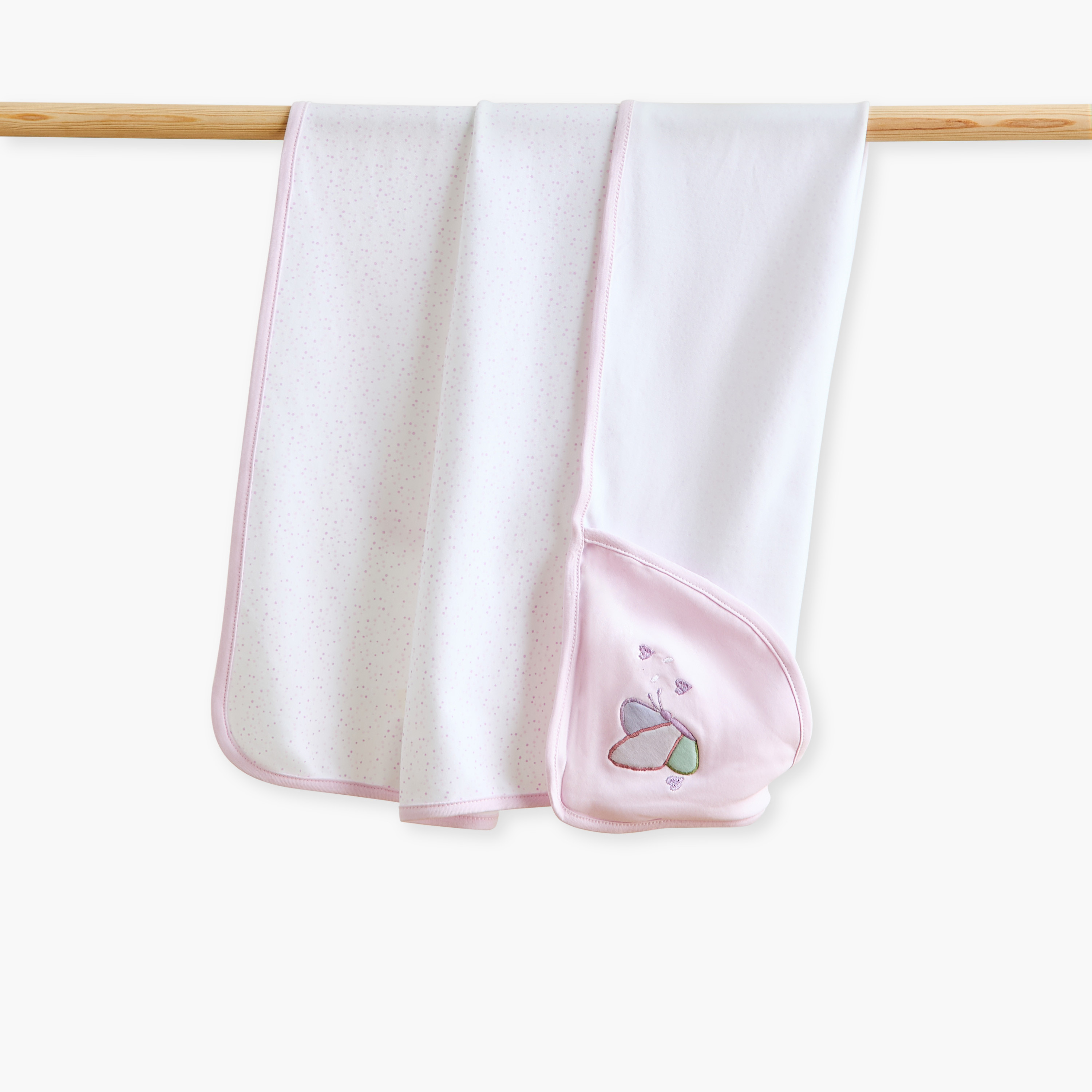 Giggles Butterfly Embroidered Receiving Blanket with Hood - 80x80 cm-baby-nursery-blanketsandswaddles-receivingblankets-image-1