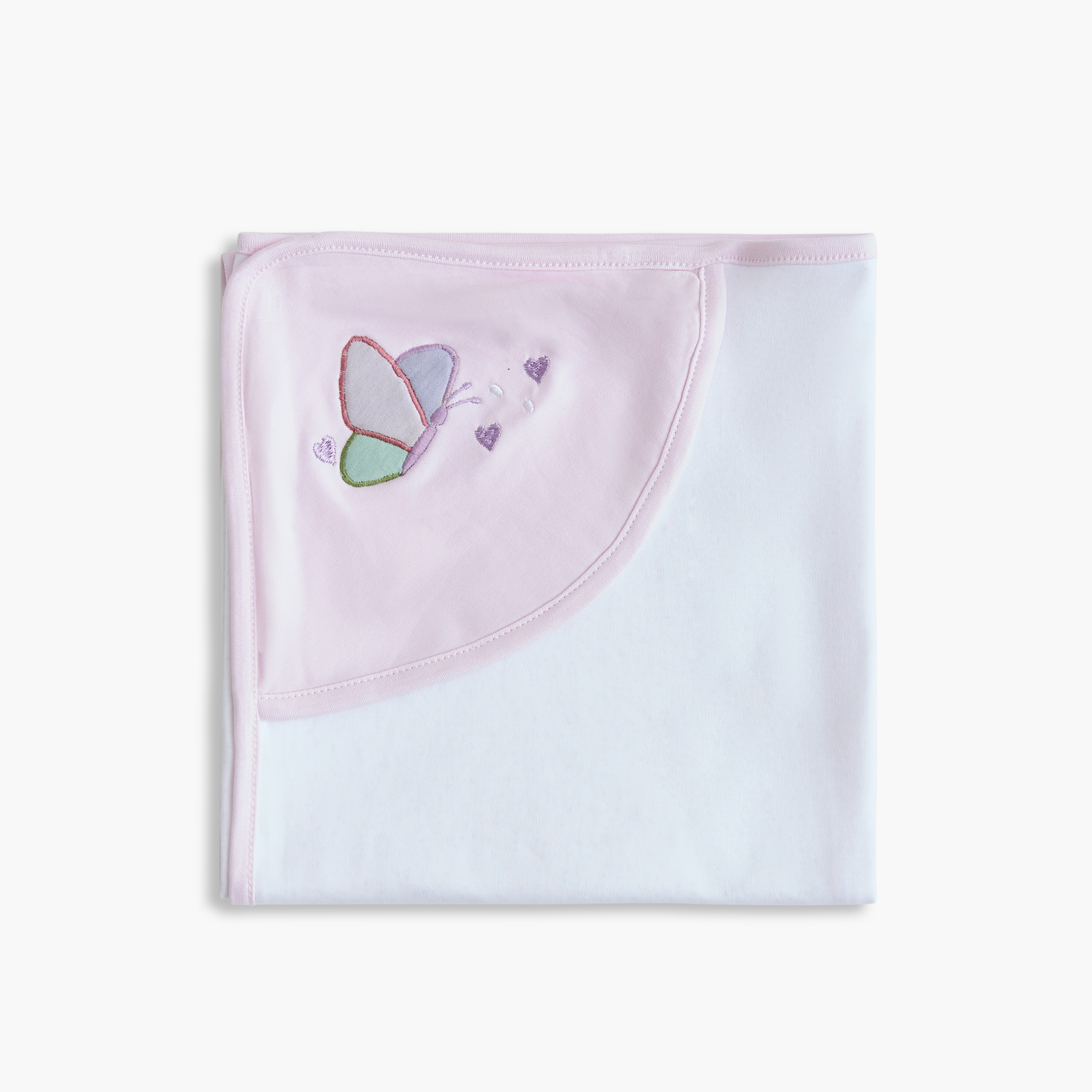 Giggles Butterfly Embroidered Receiving Blanket with Hood - 80x80 cm-baby-nursery-blanketsandswaddles-receivingblankets-image-6
