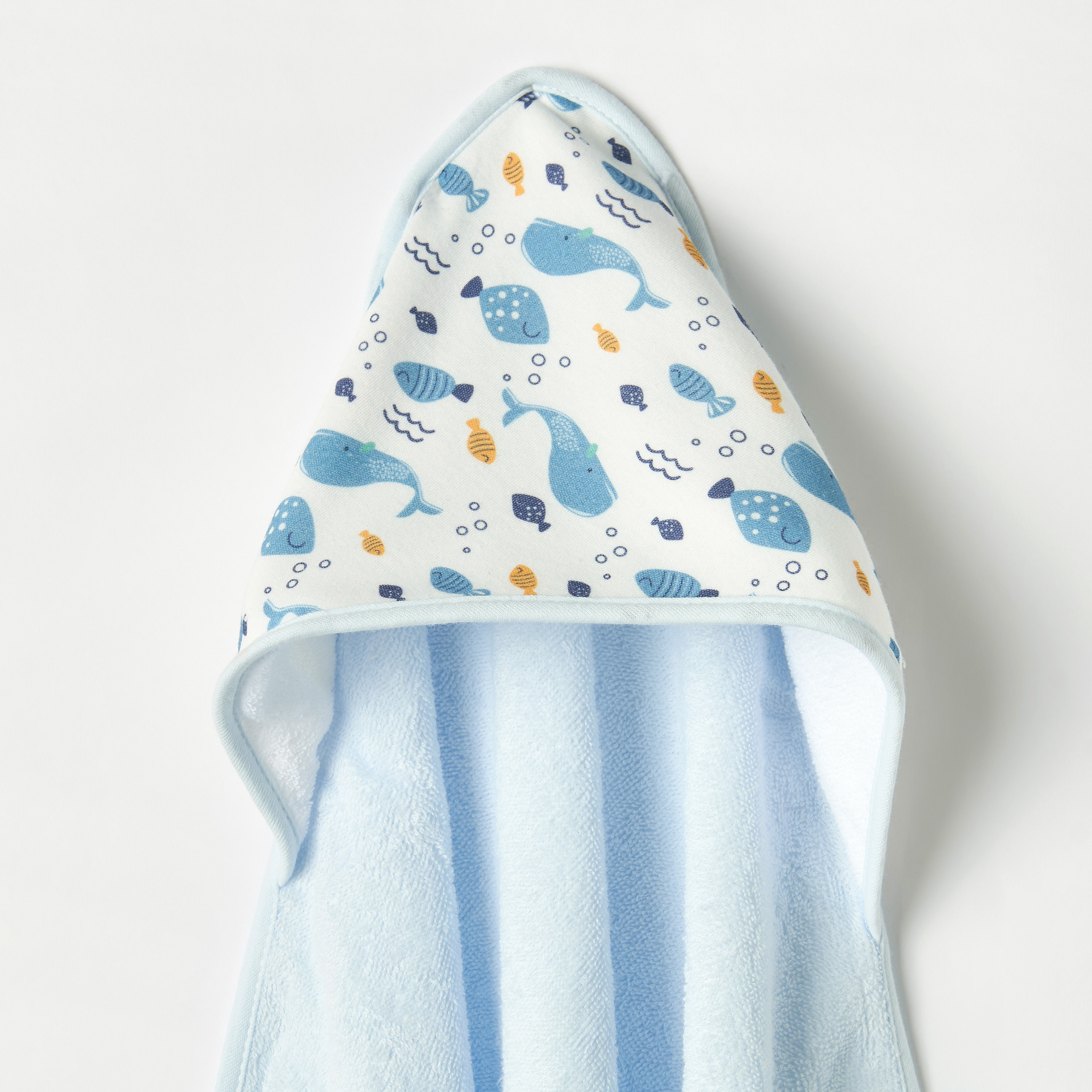 Juniors 2-Piece Whale Print Hooded Towel Set - 75x75 cm-baby-bathandcare-towels-image-2