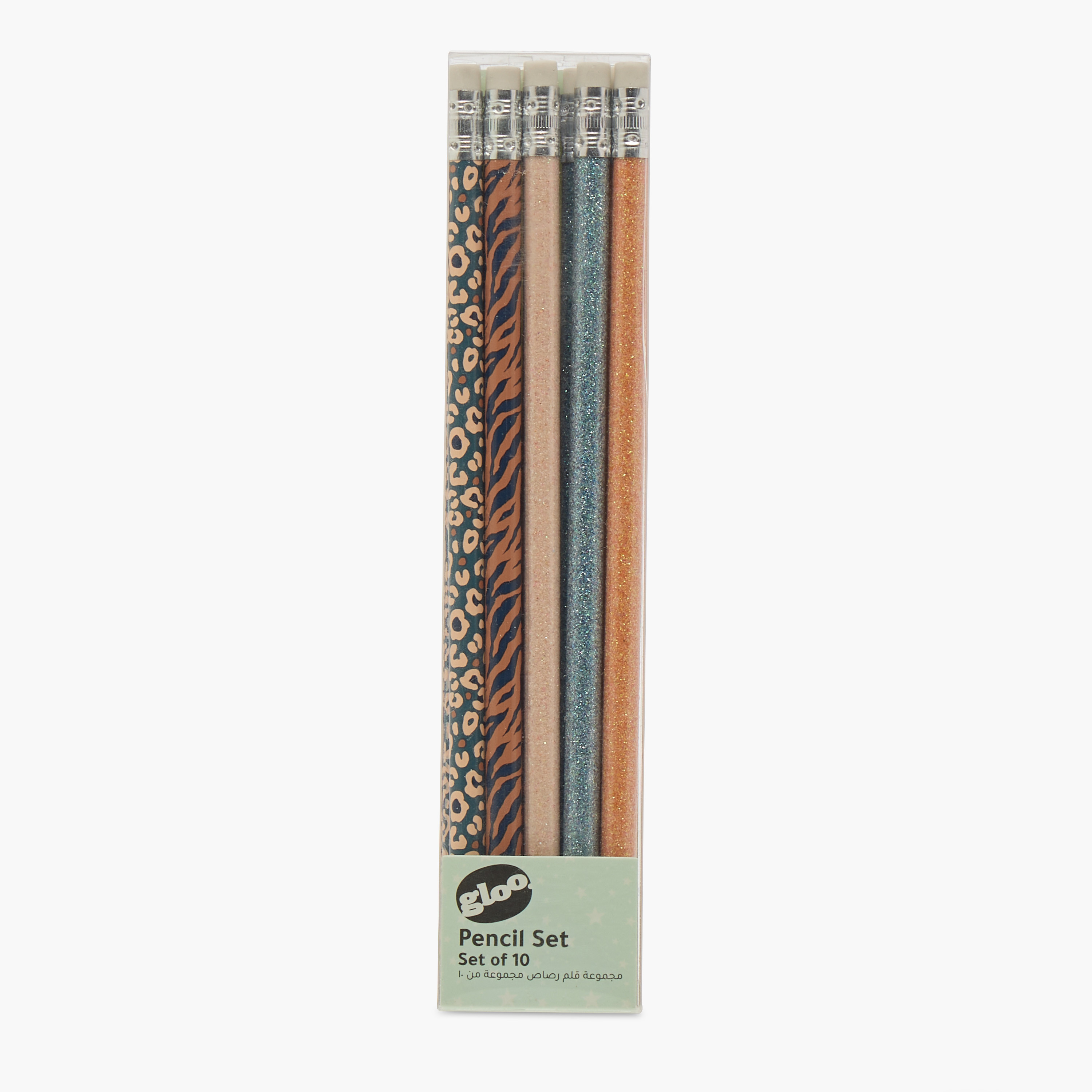 GLOO Printed Wooden Pencil with Eraser - Set of 10-school-stationery-pensandpencils-image-5
