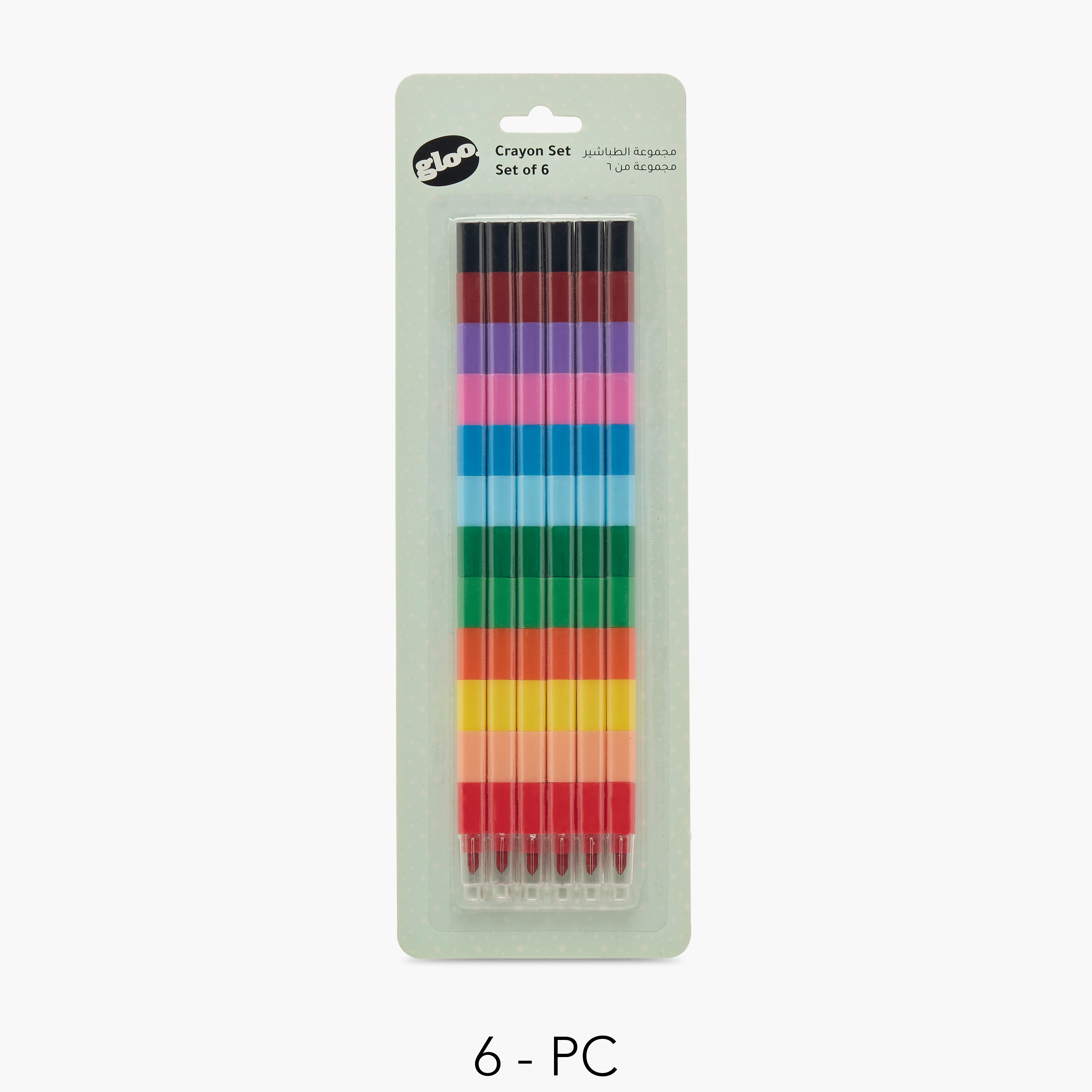 مجموعة أقلام تلوين شمعية 6 ألوان من جلو-school-stationery-pensandpencils-image-1