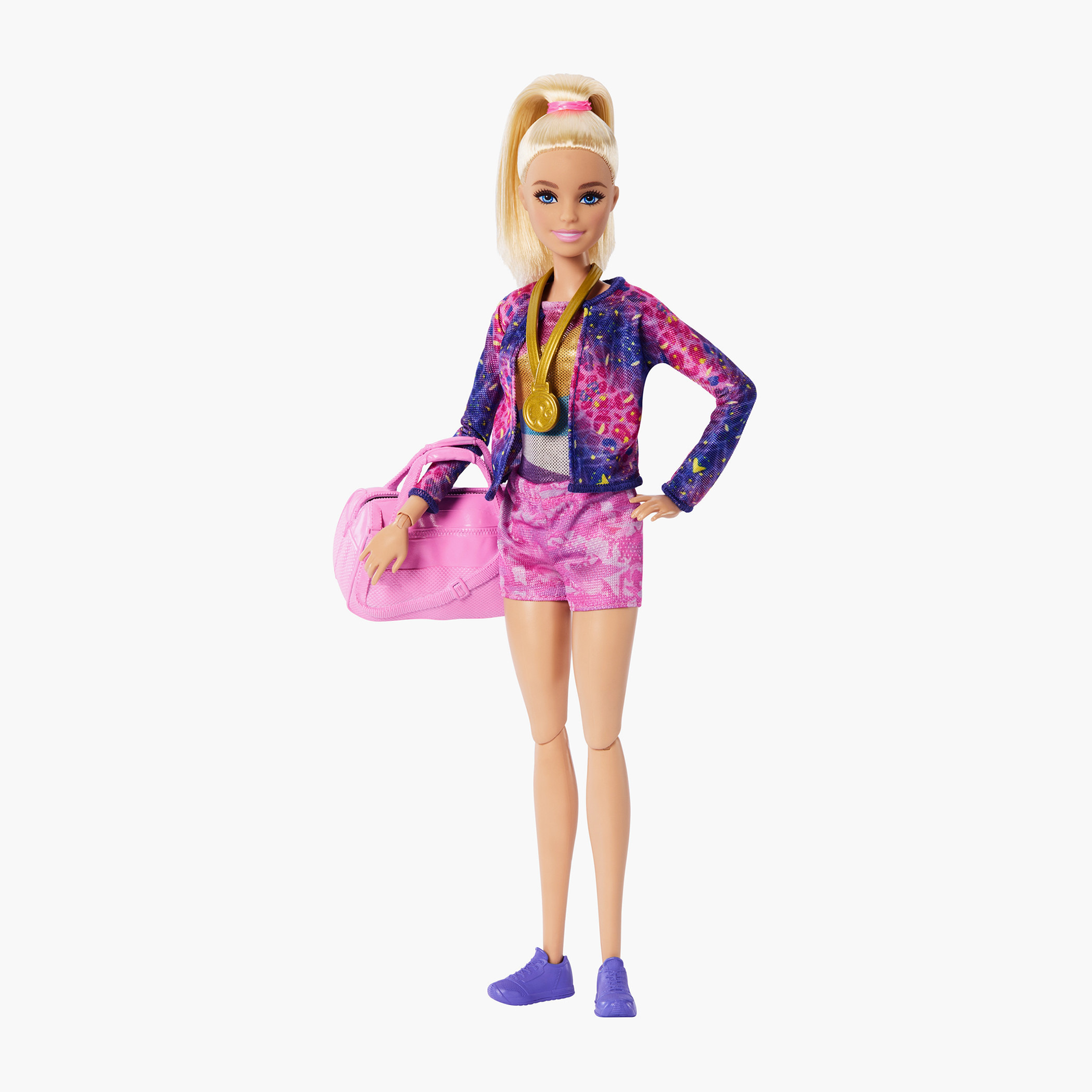 دمية لاعبة جمباز شقراء مع إكسسوارات ومشبك على شكل حرف C لحركة الشقلبة من باربي-toys-dollsandplaysets-dollplaysets-image-4