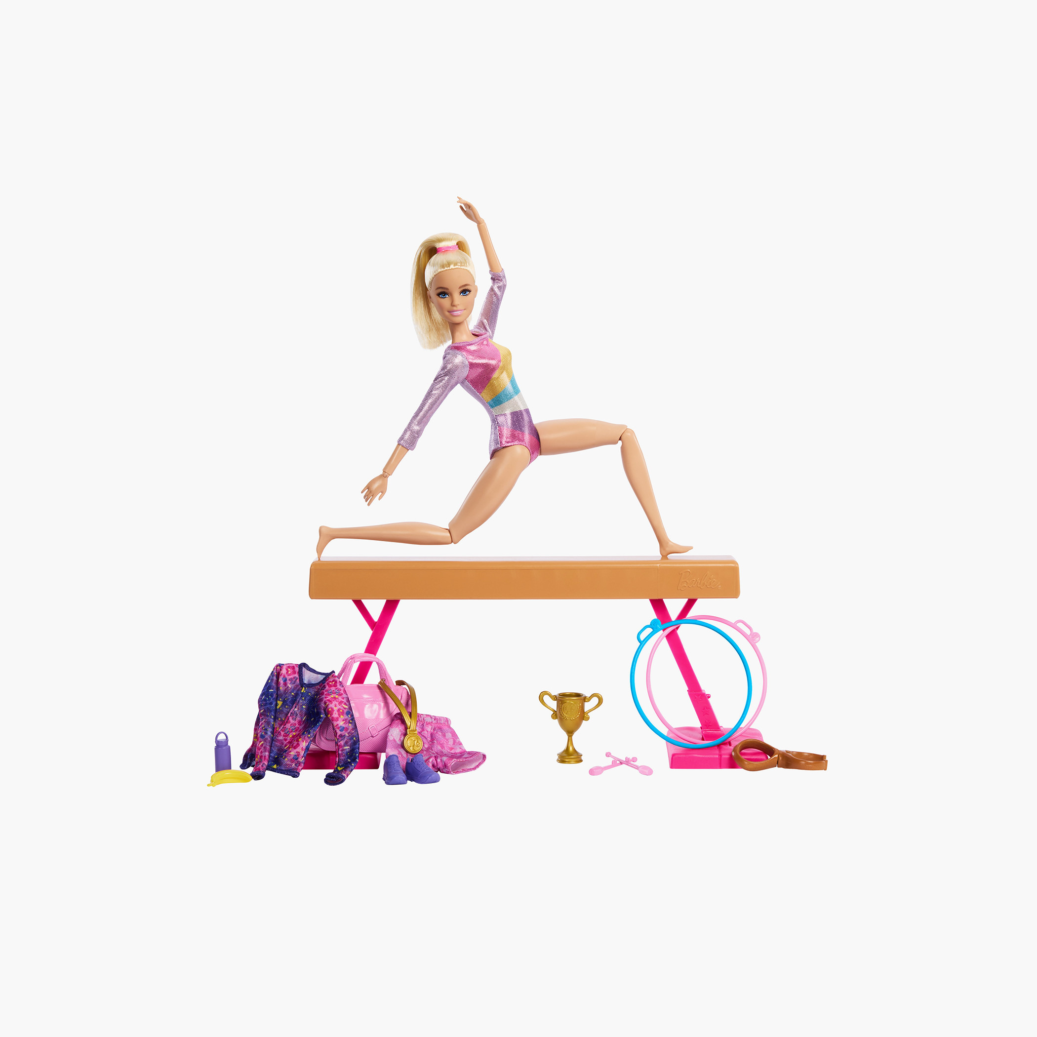 دمية لاعبة جمباز شقراء مع إكسسوارات ومشبك على شكل حرف C لحركة الشقلبة من باربي-toys-dollsandplaysets-dollplaysets-image-5