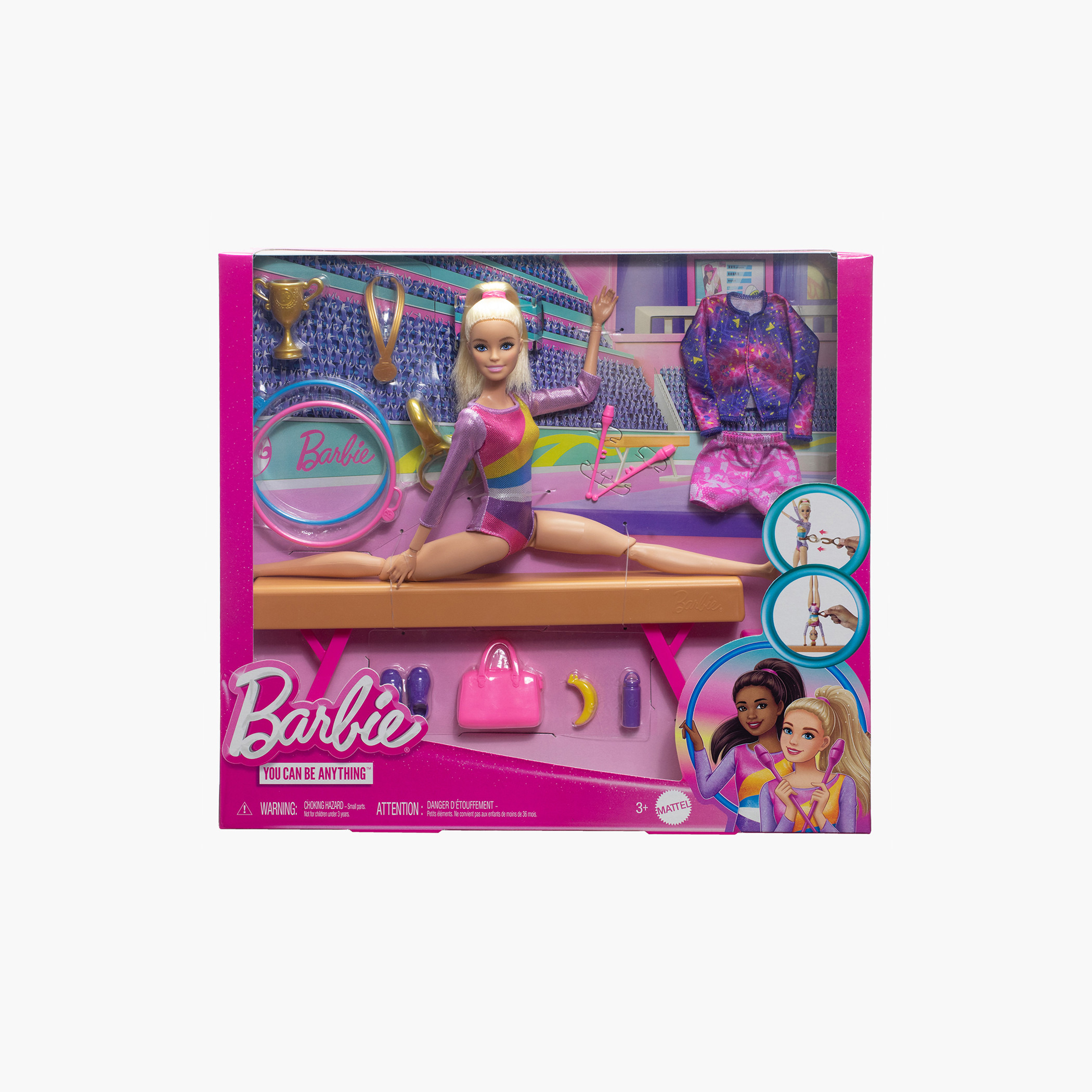 دمية لاعبة جمباز شقراء مع إكسسوارات ومشبك على شكل حرف C لحركة الشقلبة من باربي-toys-dollsandplaysets-dollplaysets-image-6