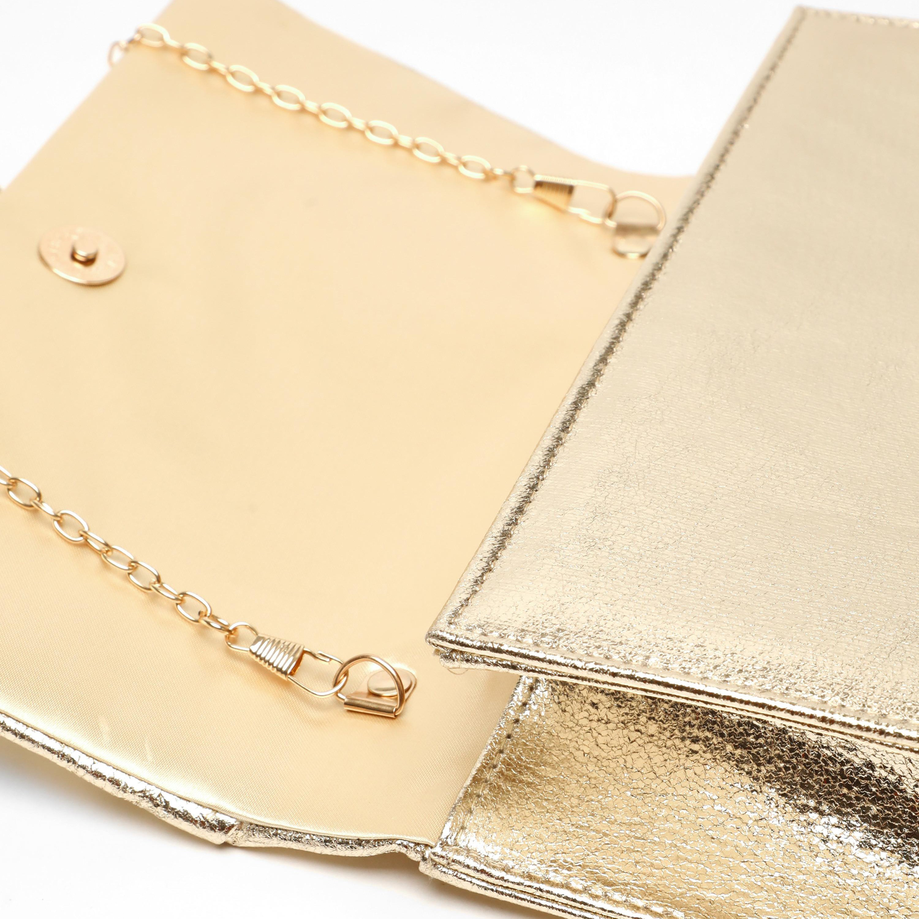 Quiz Metallic Clutch with Magnetic Closure and Chain Detachable Strap-women-bagsandwallets-handbags-image-3
