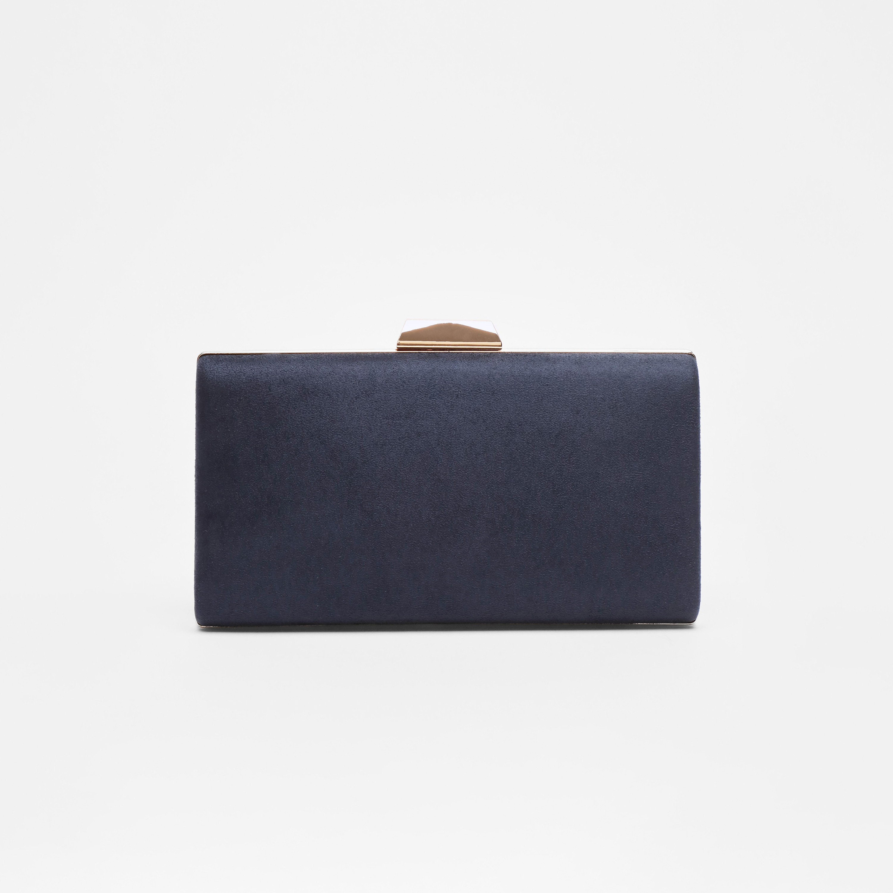 Quiz Plain Clutch with Twist Lock and Chain Detachable Strap-women-bagsandwallets-handbags-image-1