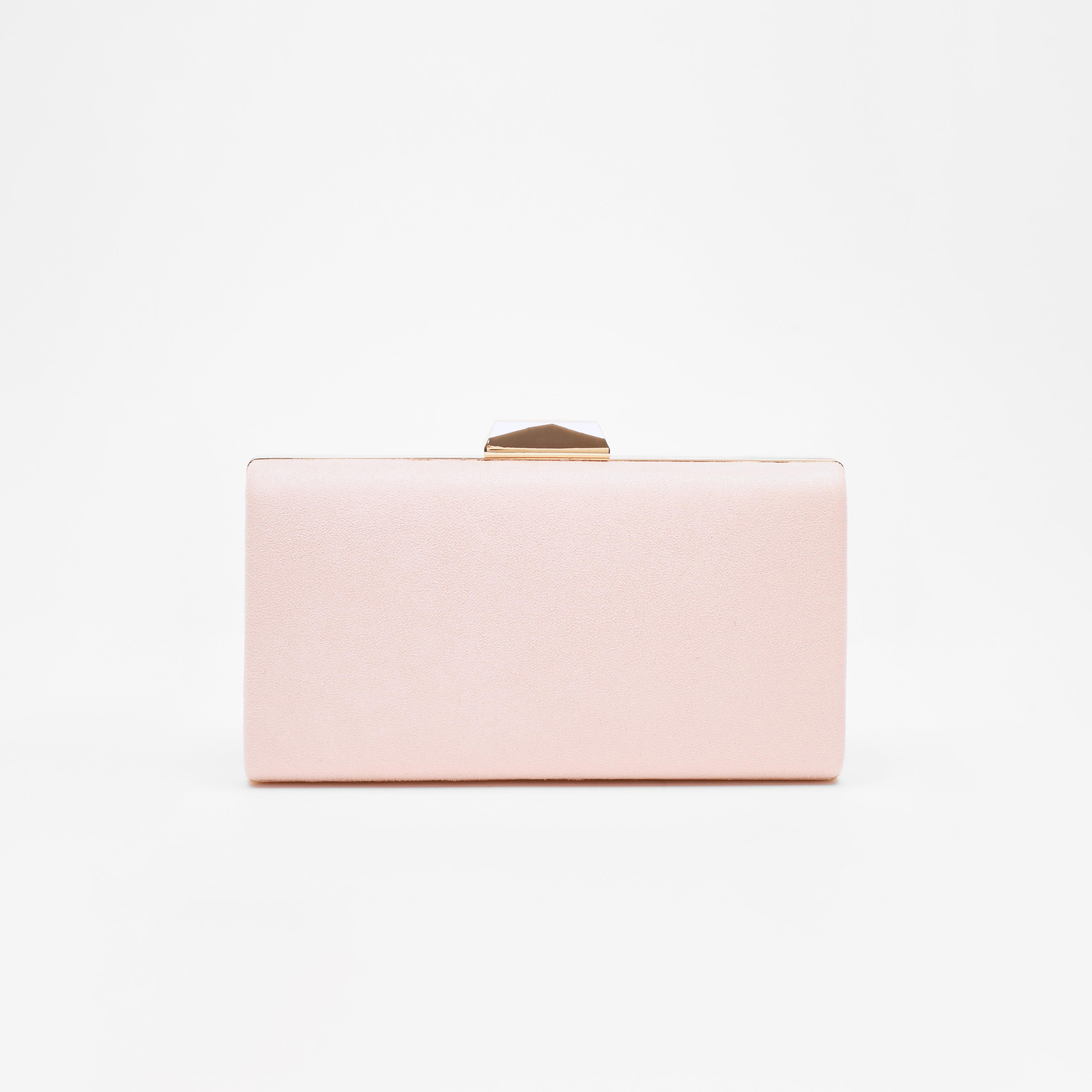 Quiz Plain Clutch with Twist Lock and Chain Detachable Strap-women-bagsandwallets-handbags-image-1