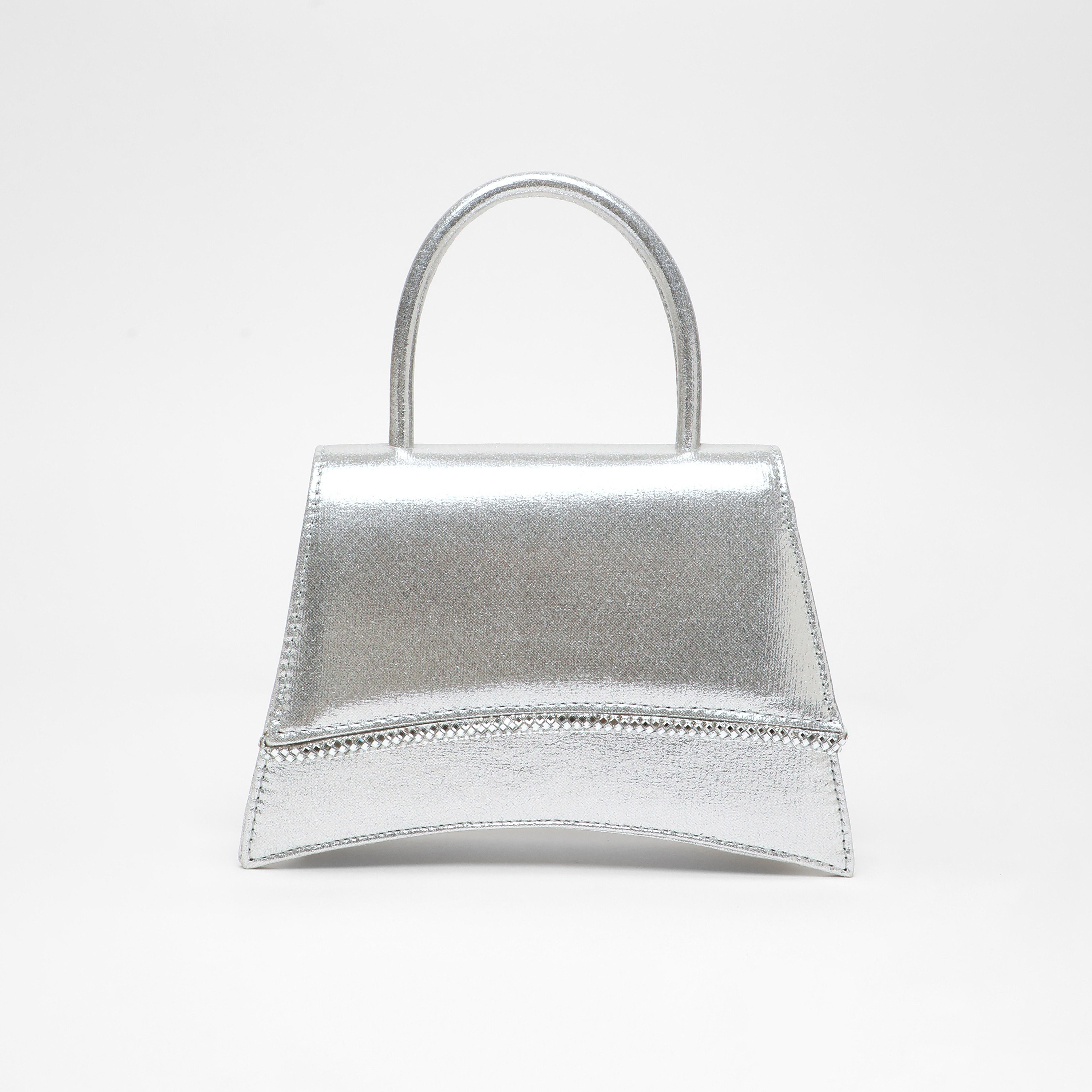 Quiz Metallic Handheld Bag with Magnetic Closure and Chain Detachable Strap-women-bagsandwallets-handbags-image-1