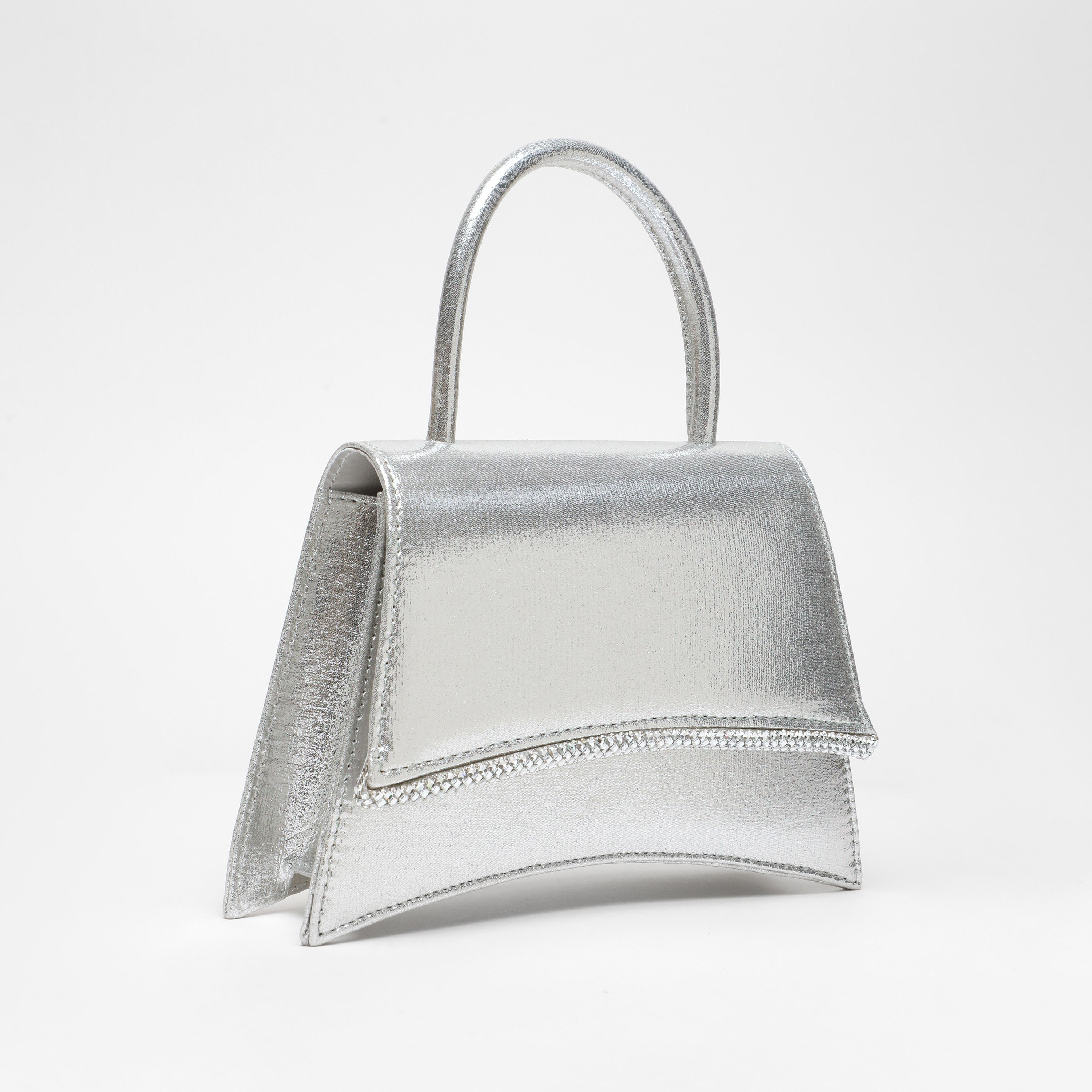 Quiz Metallic Handheld Bag with Magnetic Closure and Chain Detachable Strap-women-bagsandwallets-handbags-image-2