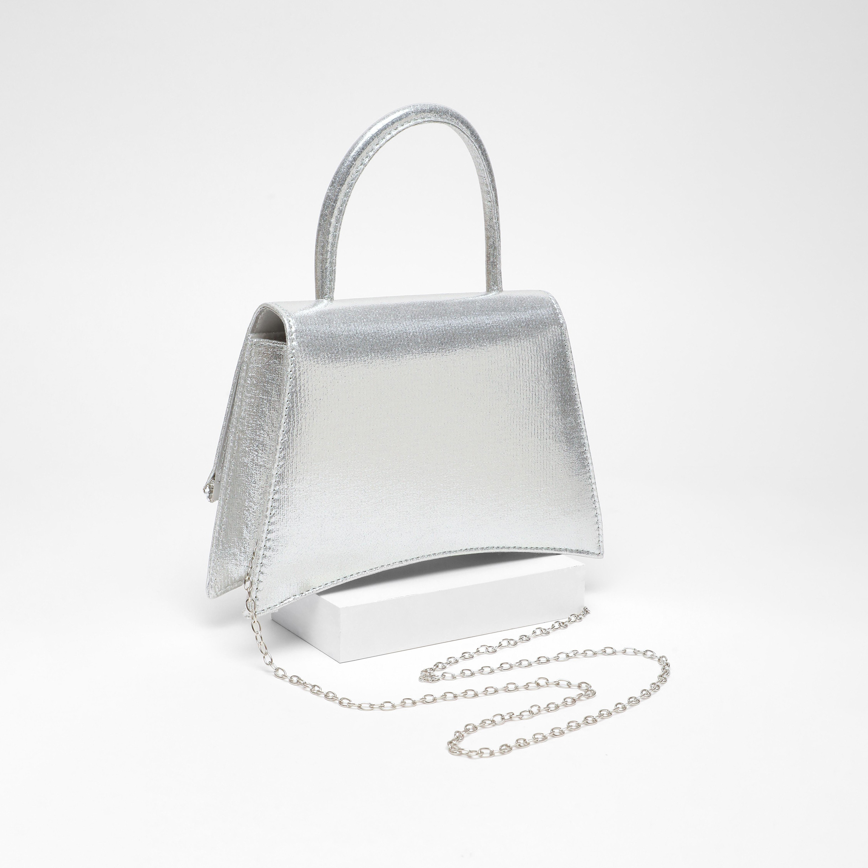 Quiz Metallic Handheld Bag with Magnetic Closure and Chain Detachable Strap-women-bagsandwallets-handbags-image-4