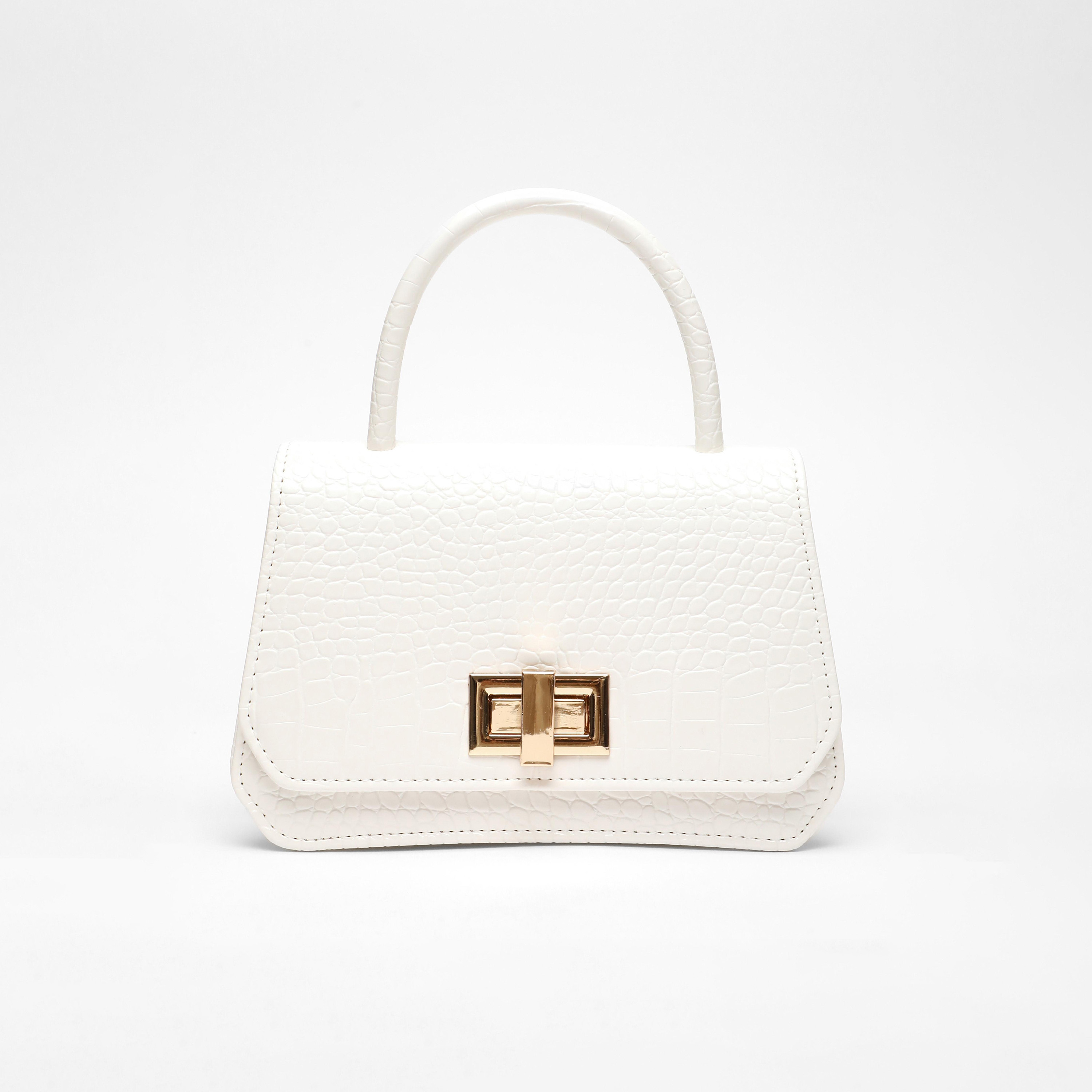 Quiz Croc Finish Top Handel Handheld Bag with Twist Lock and Chain Detachable Strap-women-bagsandwallets-handbags-image-1