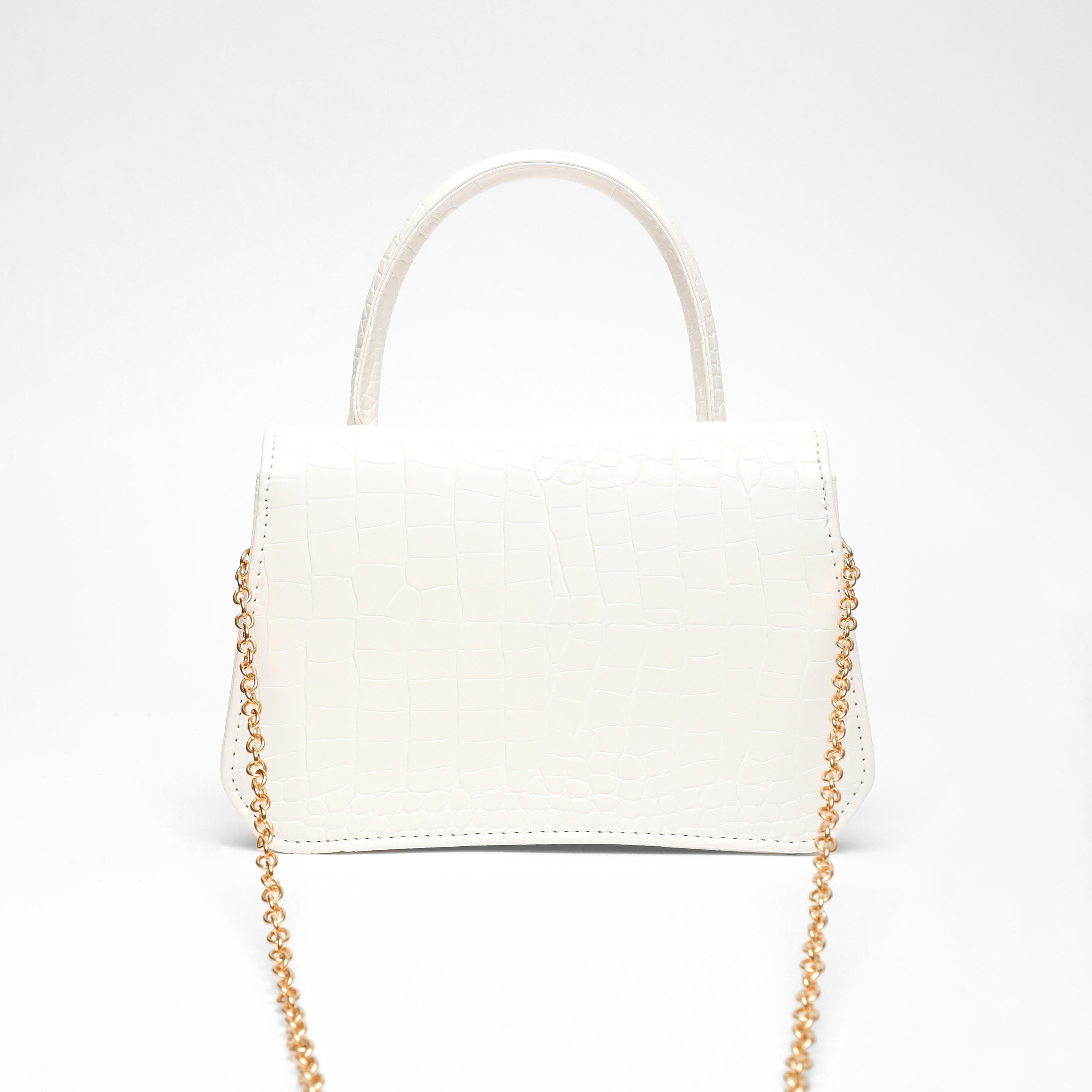 Quiz Croc Finish Top Handel Handheld Bag with Twist Lock and Chain Detachable Strap-women-bagsandwallets-handbags-image-4