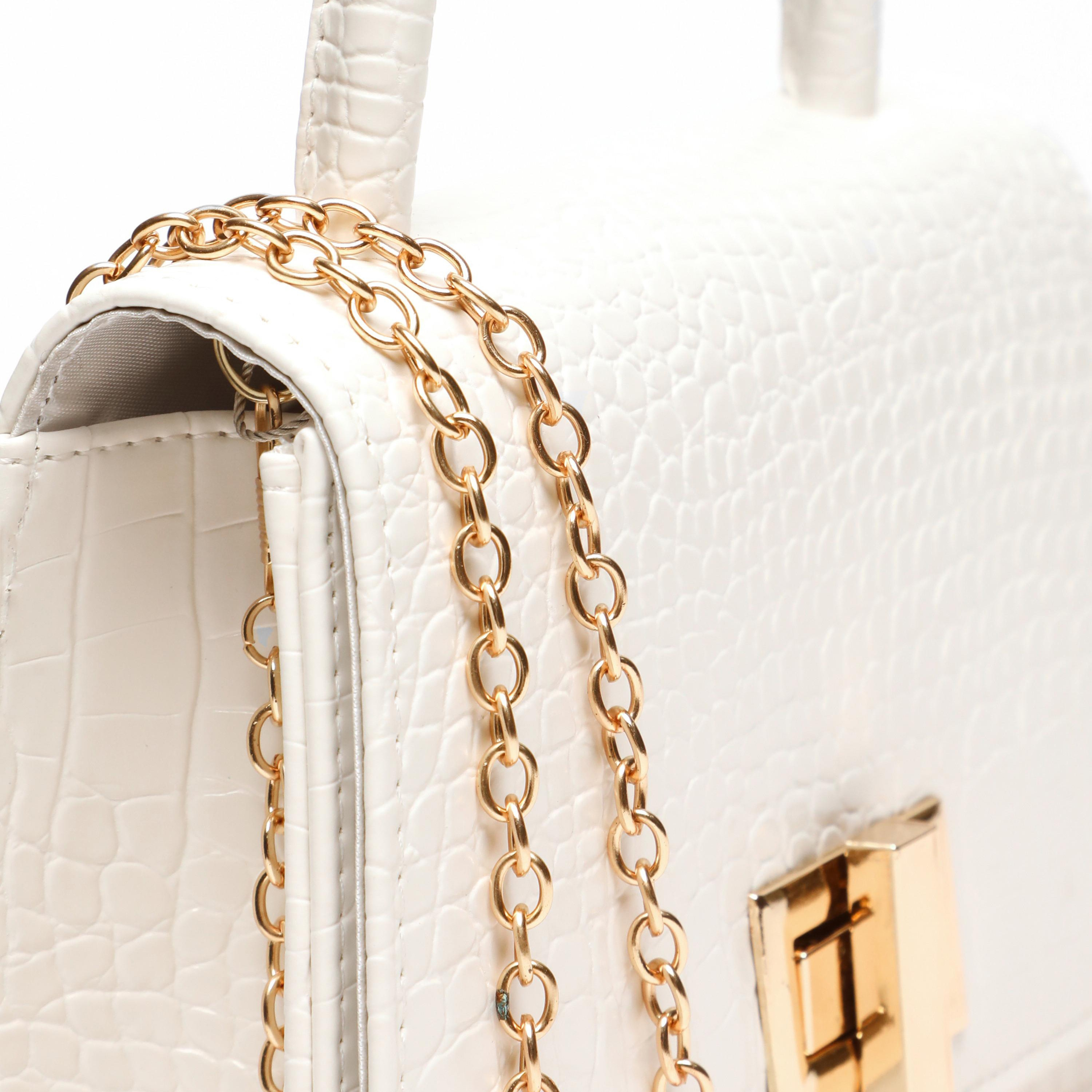 Quiz Croc Finish Top Handel Handheld Bag with Twist Lock and Chain Detachable Strap-women-bagsandwallets-handbags-image-5