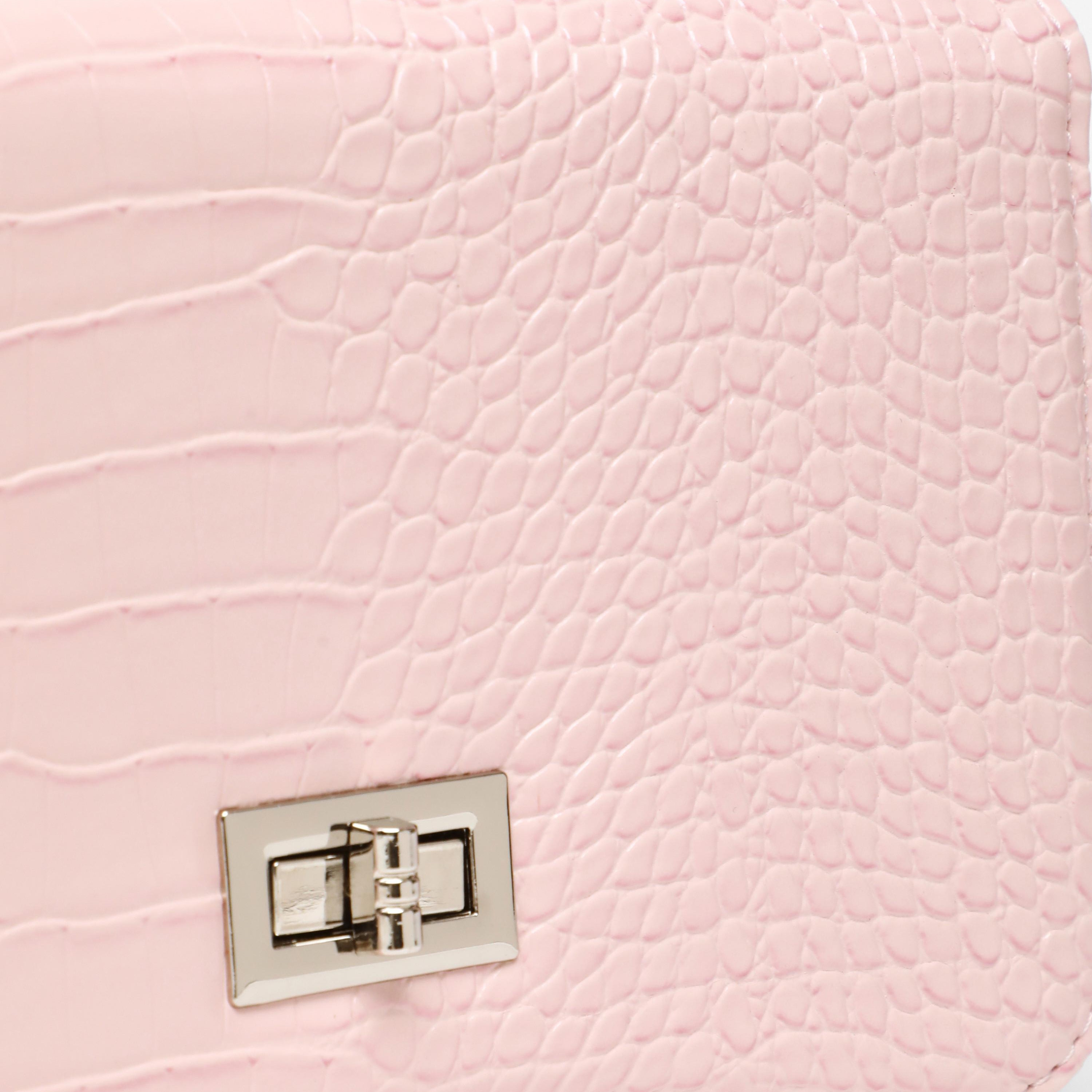 Quiz Croc Finish Textured Crossbody Bag with Twist Lock and Chain Adjustable Strap-women-bagsandwallets-handbags-image-5